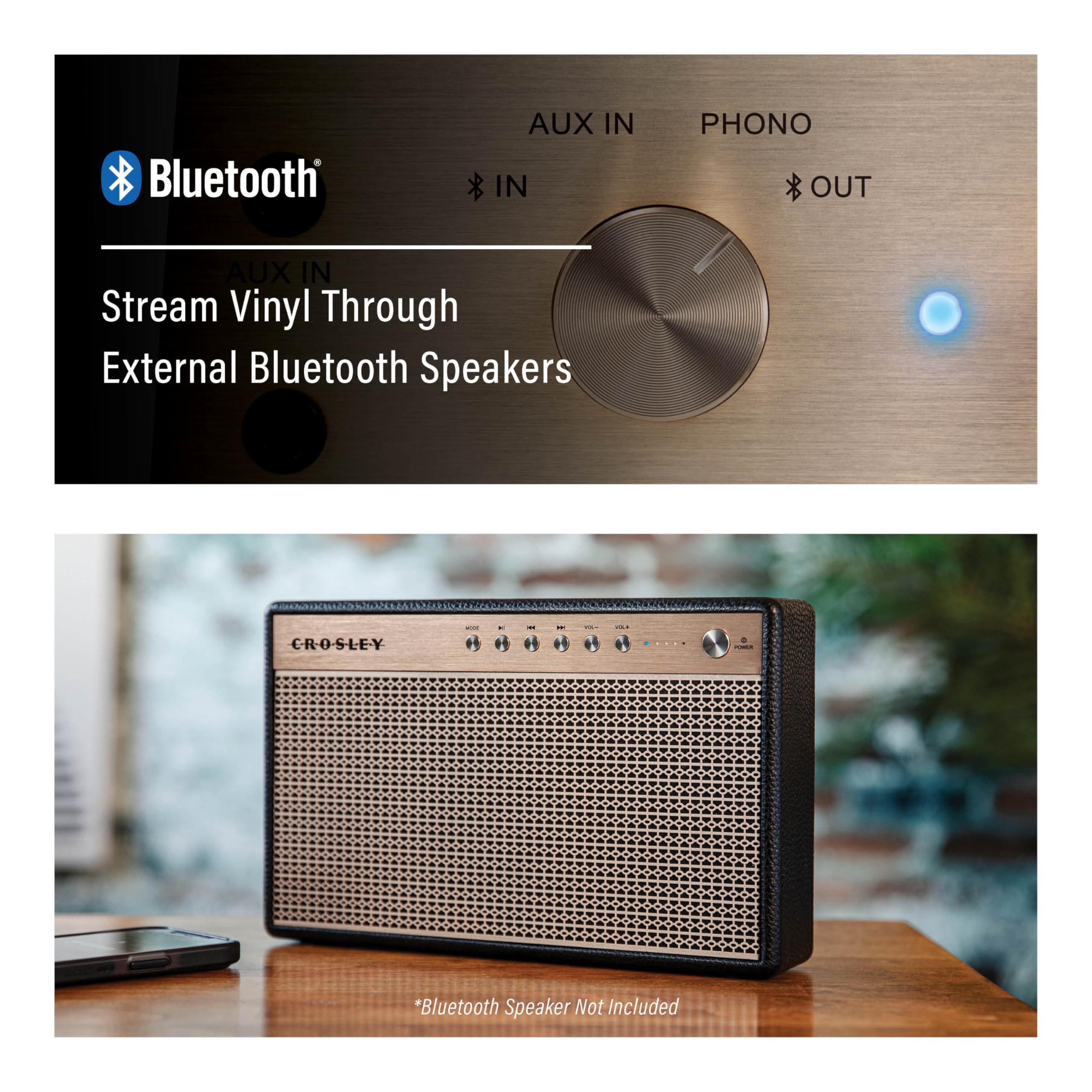 Crosley Cr6045A-Wa Miles 3-Speed Bluetooth In/Out Record Player Turntable With Built-In Speakers, Walnut