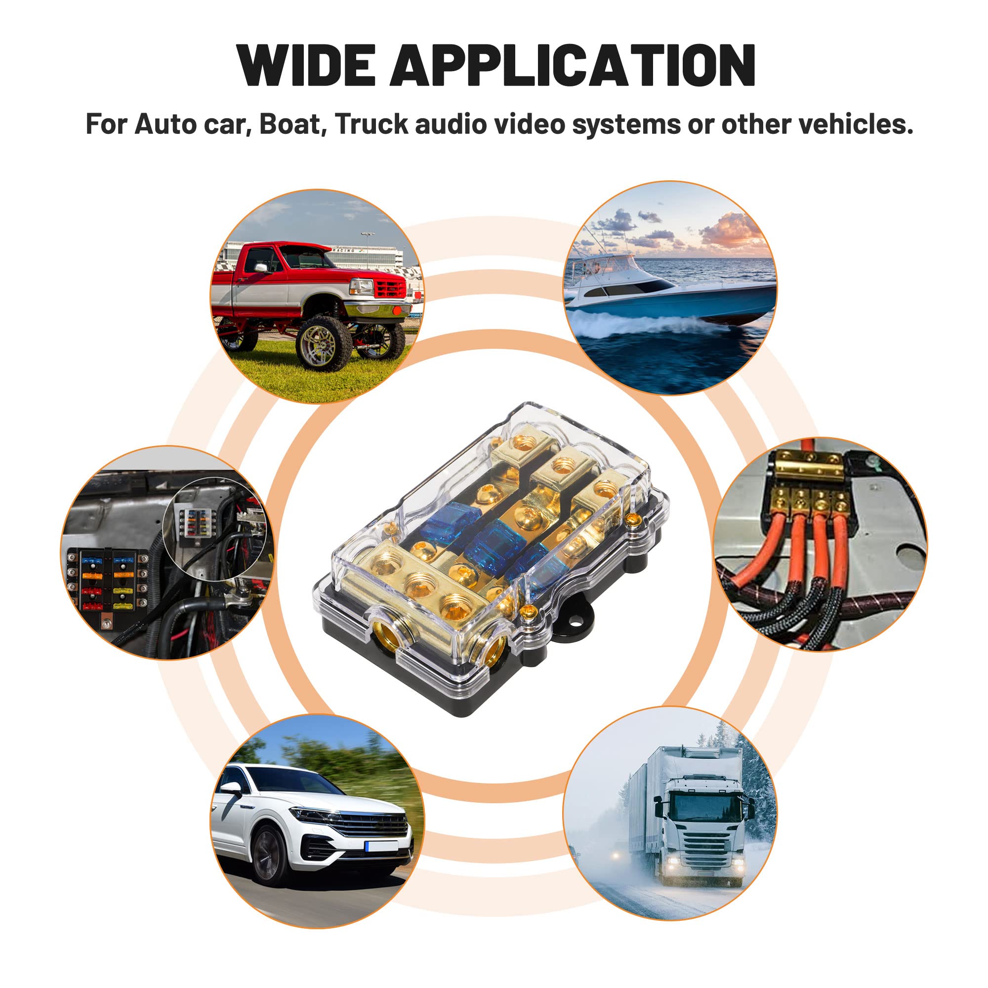 Red Wolf Car Audio Anl Fuse Holder 3 Way 60 Amp Fusible Distribution Block For Boat Trolling Motor Marine Atv Trailer Vehicles S