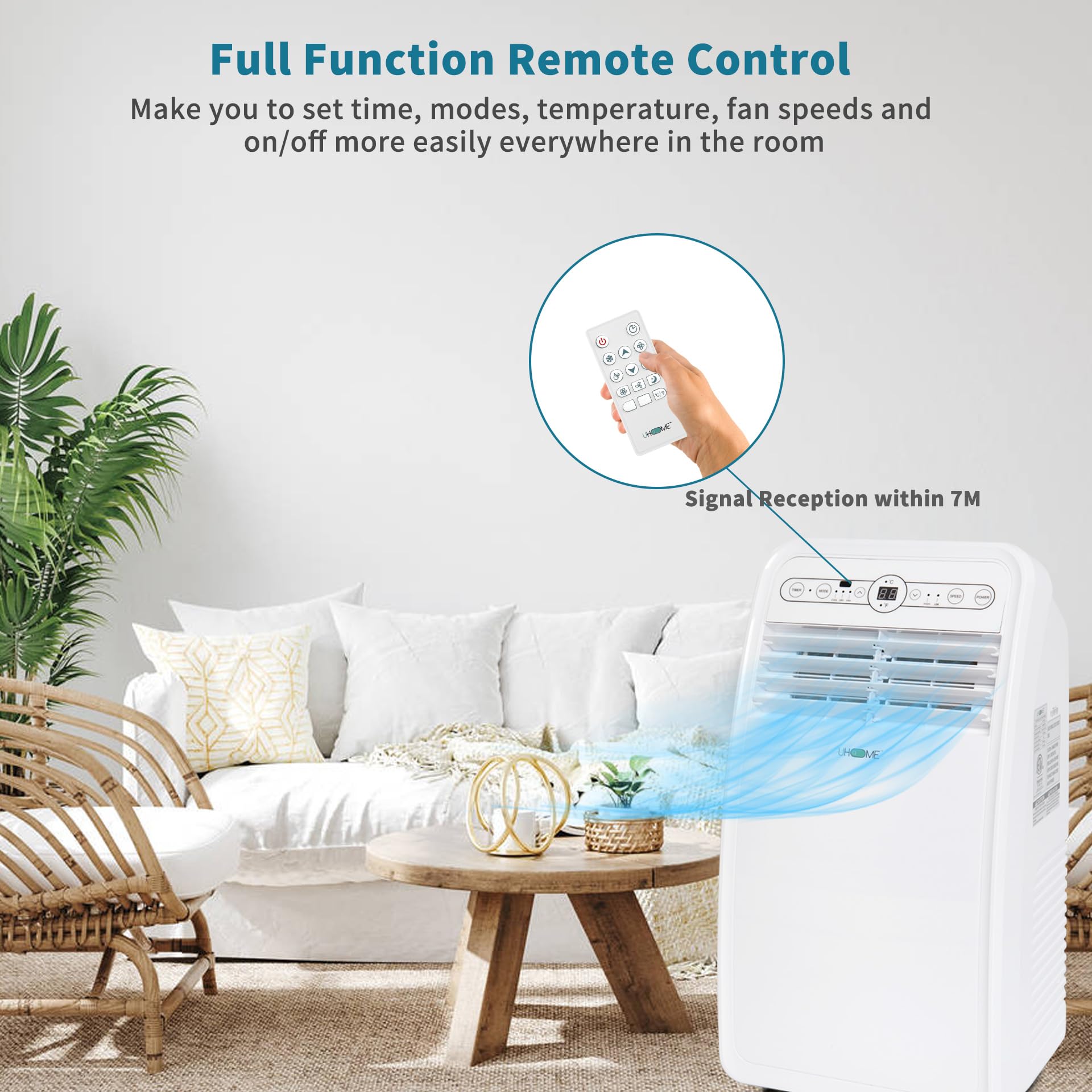 Uhome 8000 Btu Portable Air Conditioner, With Cooling, Dehumidifier, Fan, Remote Control And Window Mount Kit Included, White, 2