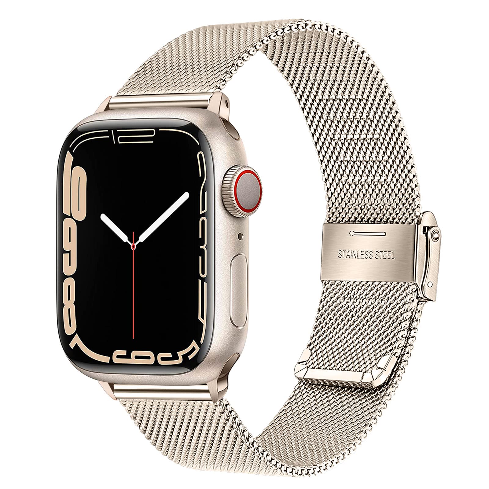 Trumirr Starlight Band For Apple Watch Series 8 7 45Mm Women, Mesh Woven Stainless Steel Watchband Feminine Strap Replacement Fo