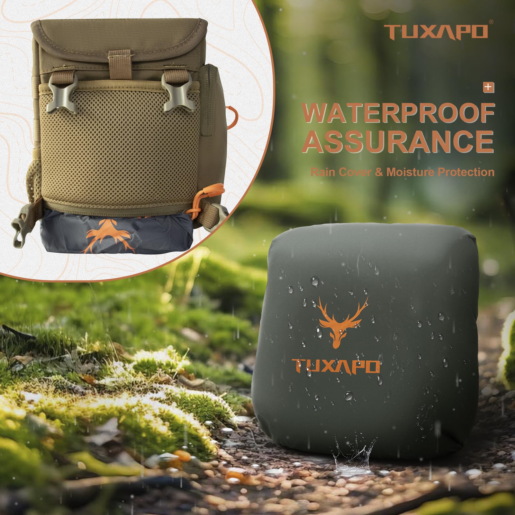 Tuxapo Binocular Harness Chest Pack With Rangefinder Pouch Bino Case For Hunting Hiking Shooting