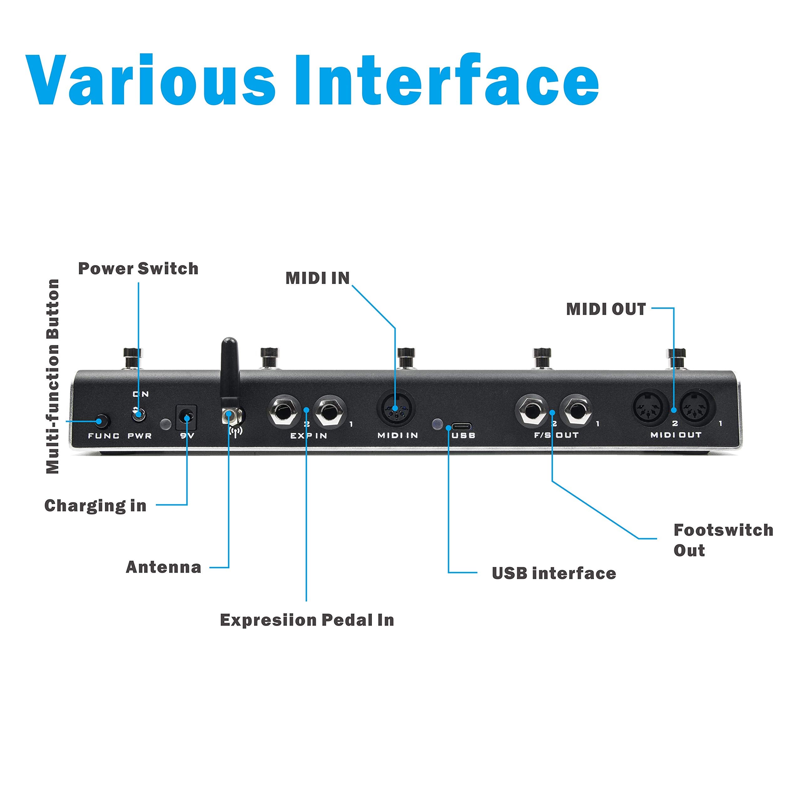 Xsonic Airstep Smart Multi Controller With Midi, Hid, 5 Footswitch, 2 Expression Pedal In, 300H Playtime, Support Hx Stomp, Quad