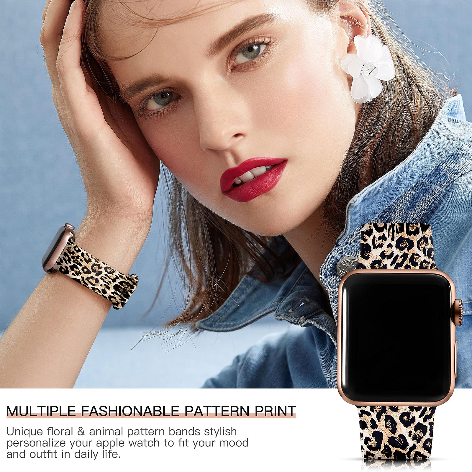 Lerobo Cheetah Band Compatible For Apple Watch Bands 40Mm 38Mm 41Mm Iwatch Bands Se Series 9 8 Series 7 6 5 4 3 2 1 Leopard Band