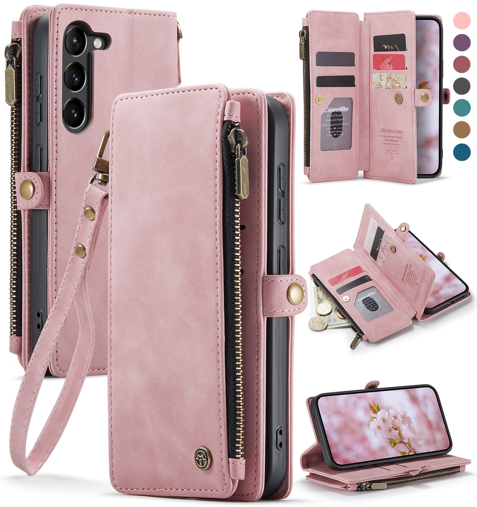 Defencase For Samsung Galaxy S23 Case, Galaxy S23 Case Wallet For Women Men With Card Holder, Durable Pu Leather Magnetic Flip S