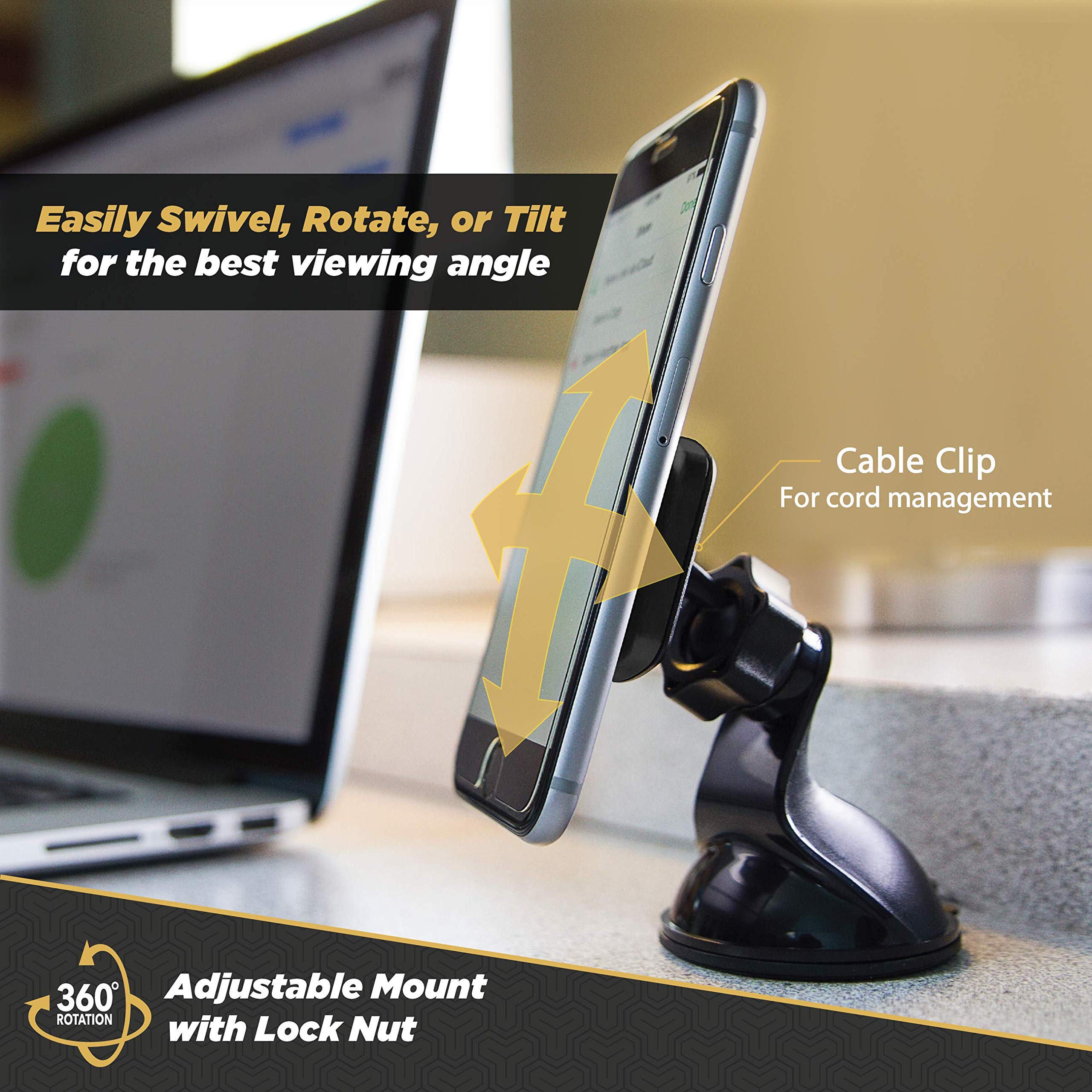 Scosche Magwsm 2Pxces0 Magicmount Magnetic Suction Cup Phone Mount For Car Windshield/Dashboard, 360 Adjustable Magnet Head, Uni