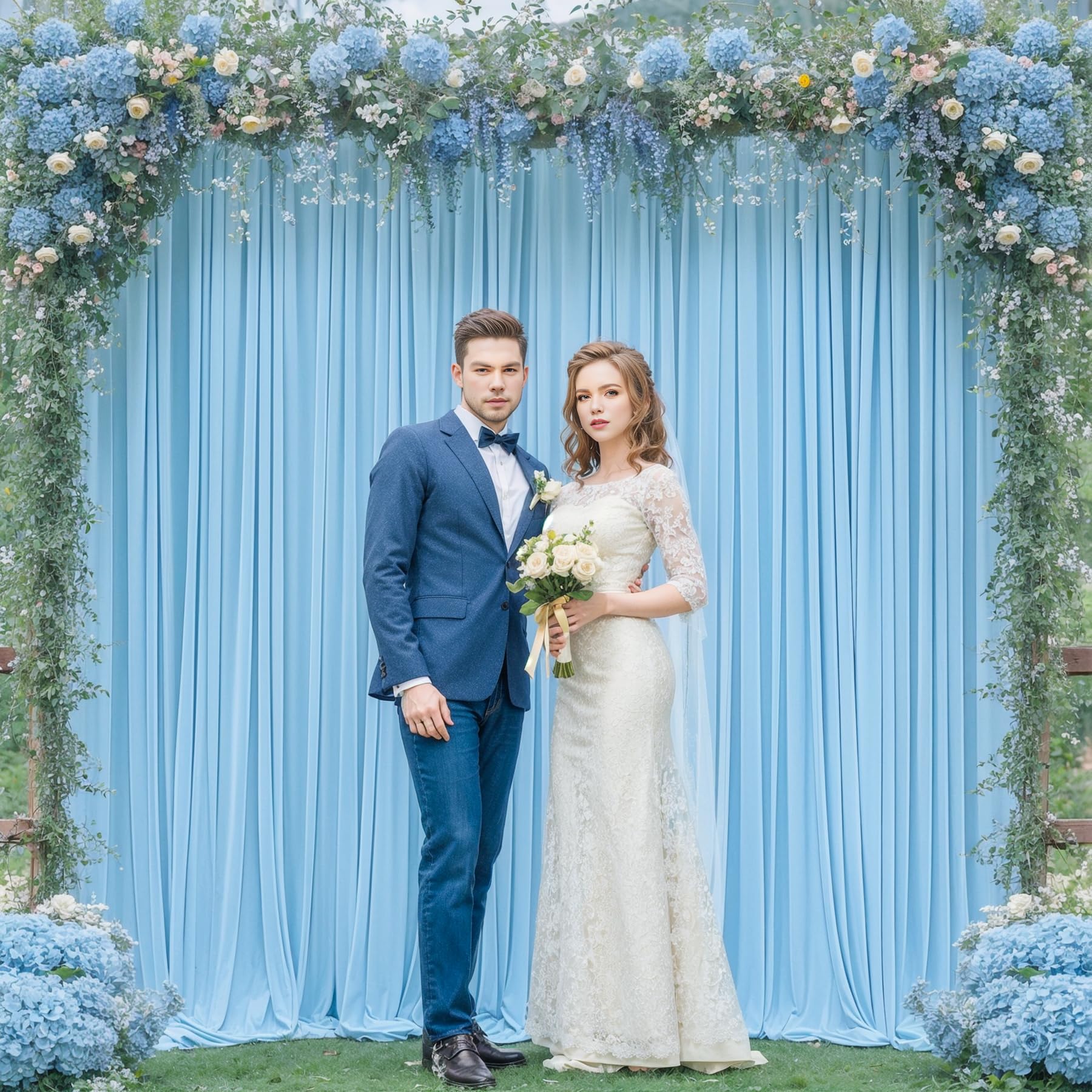 Baby Blue Drapes For Backdrop 10Ft X 8Ft Wrinkle Free Photo Backdrop Curtains Pleated Backdrop Soft Fabric Curtains For Backdrop