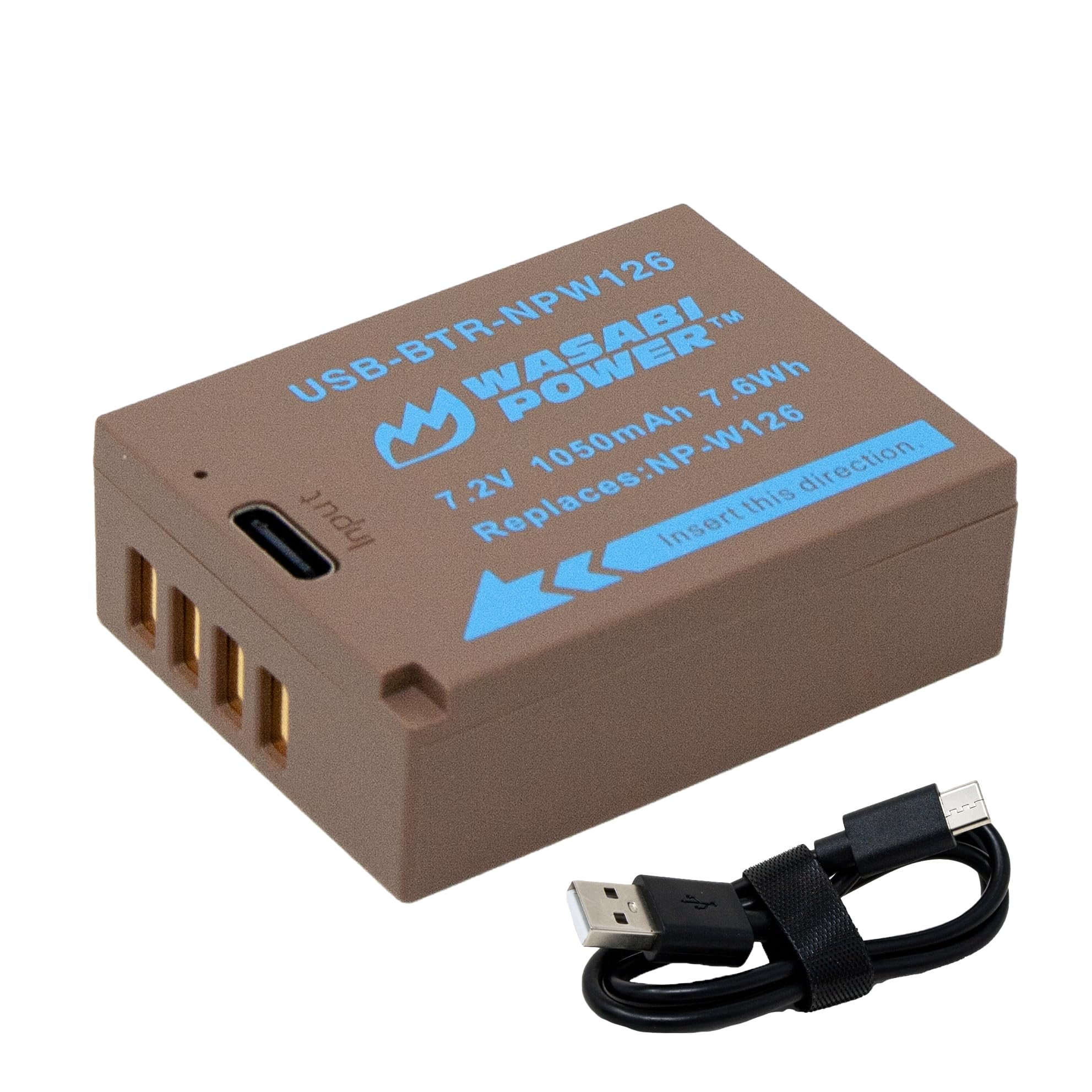 Wasabi Power Usb Battery (Ginger Series) For Fujifilm Np W126, Np W126S Battery For Fuji X T100, X T200, X S10, X A3, X A5, X A1