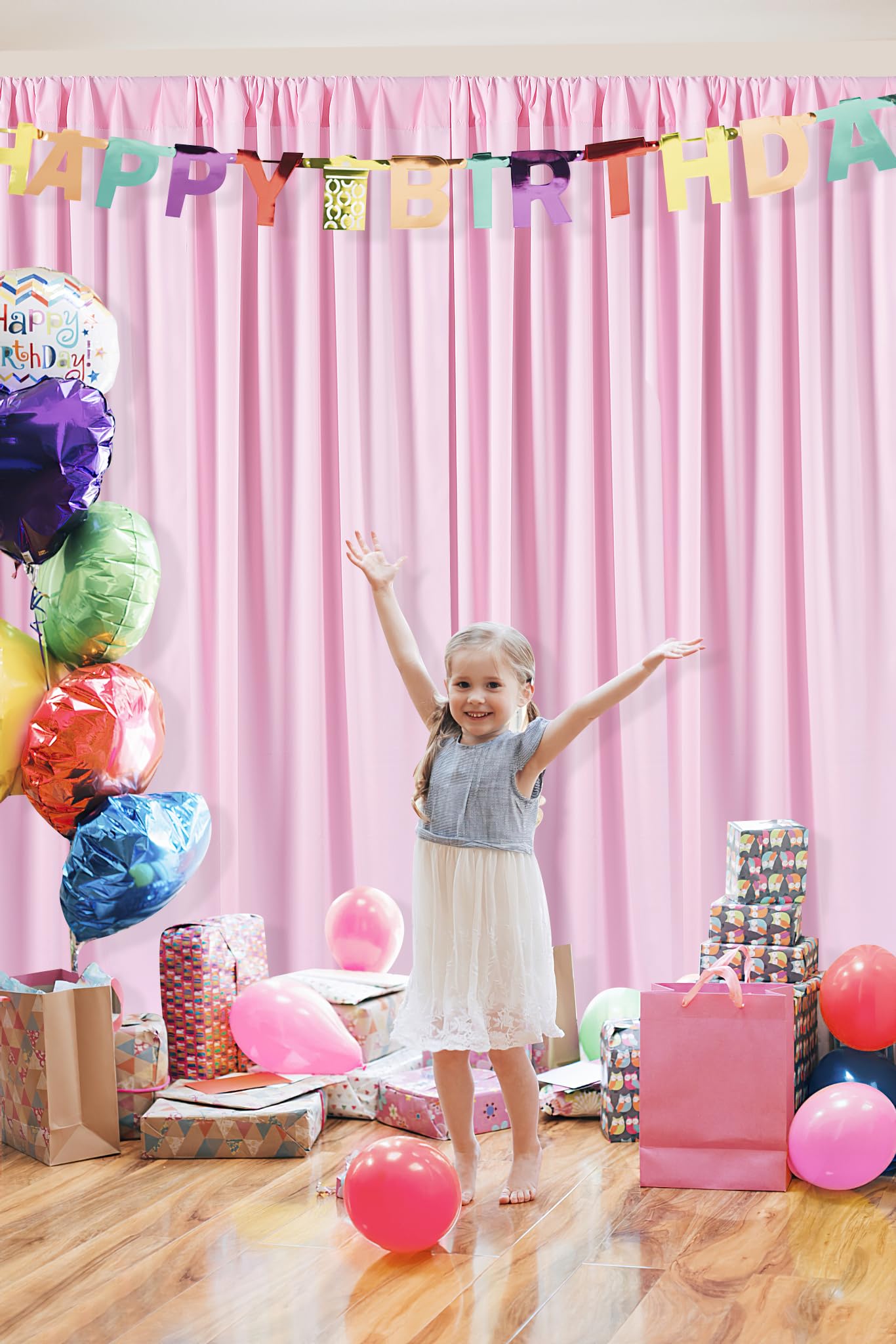Mokohouse 10Ft X 8Ft Pink Backdrop For Parties Blush Pink Backdrop Drape For Birthday Light Pink Backdrop 2 Panels 5Ft X 8Ft