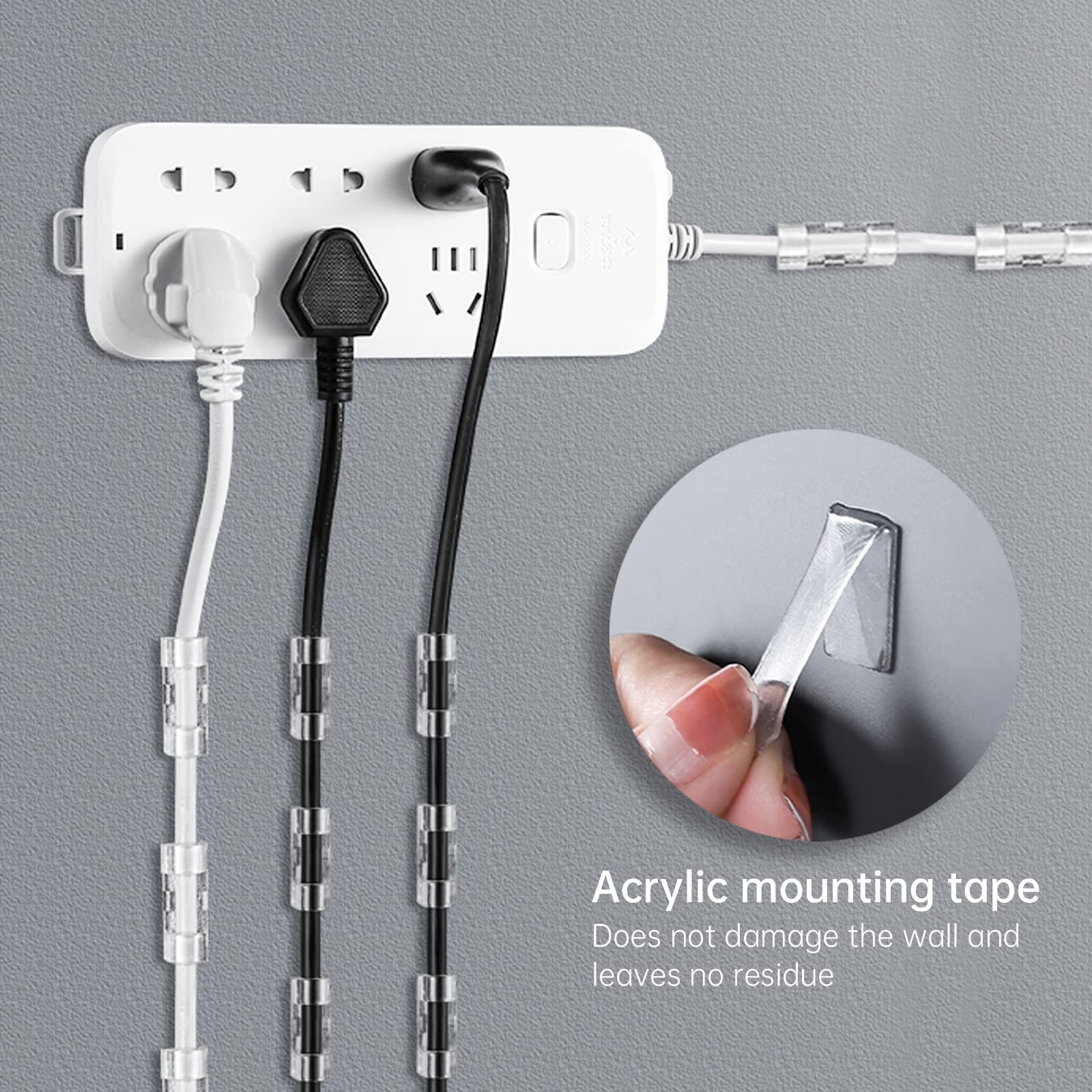 50 Pcs Heavy Duty Cable Clips Transparent With 100 Screws, Attom Tech Clear Self Adhesive Cable Organizer Cord Management System