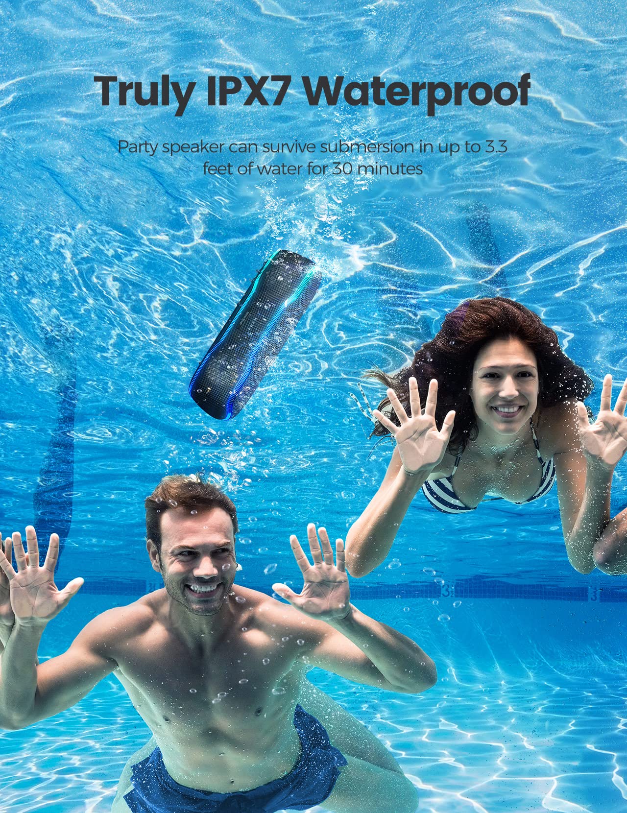 Portable Bluetooth Speaker, Ipx7 Waterproof Wireless Speakers With Colorful Flashing Lights, 25W Super Bass 24H Playtime, 100Ft Range, Tws Pairing For Outdoor, Home, Party, Beach, Birthday Gift