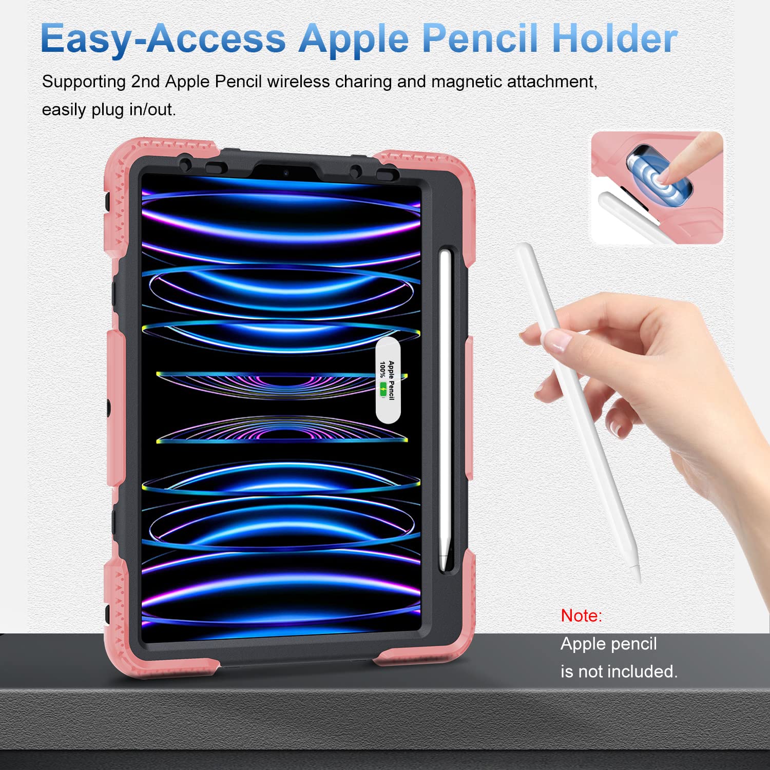 Supfives Case For Ipad Pro 11 2022: Military Grade Shockproof Silicone Case For Ipad Pro 11 4Th Generation  Shoulder Strap  Hand