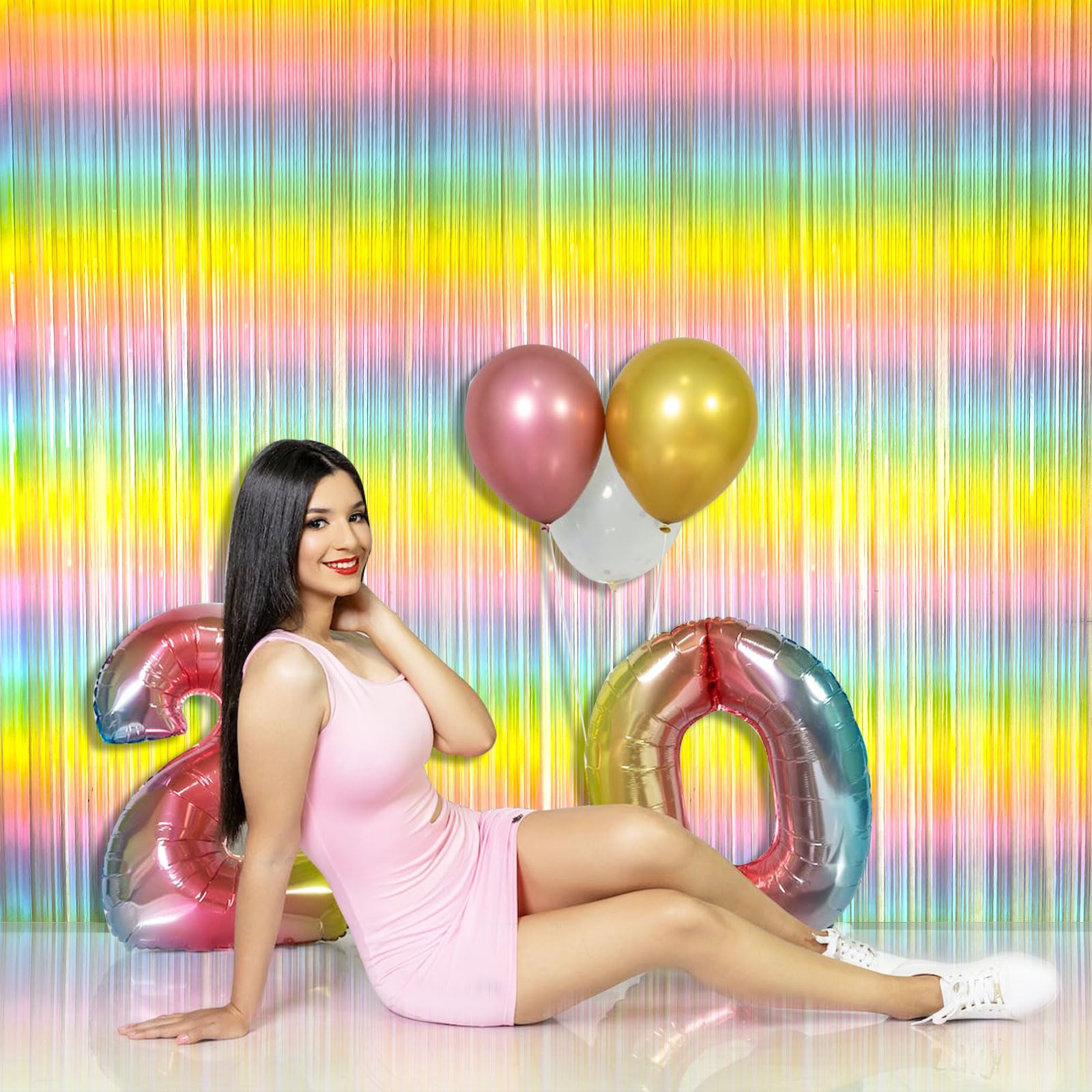 Pastel Rainbow Foil Fringe Curtain Streamers Party Backdrop Foil Fringe Backdrop Curtains Tinsel Streamers For Birthday Party De