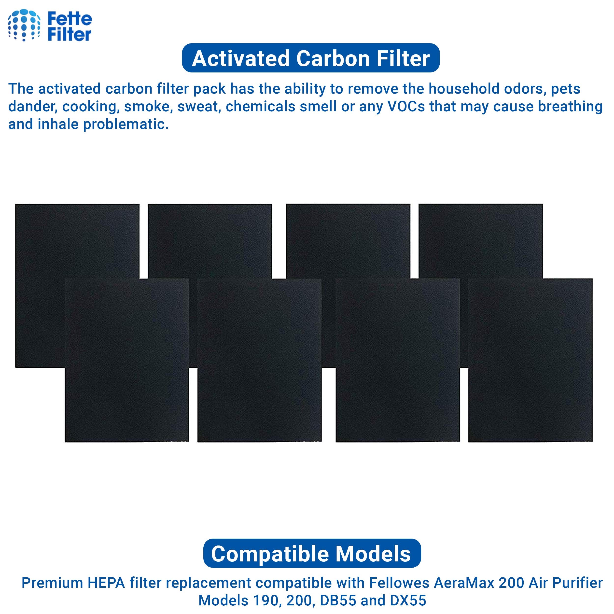 Fette Filter  Premium True Hepa H13 Filter Replacement Compatible With Fellowes Aeramax 190/200/Dx55 Air Cleaner Purifiers Part