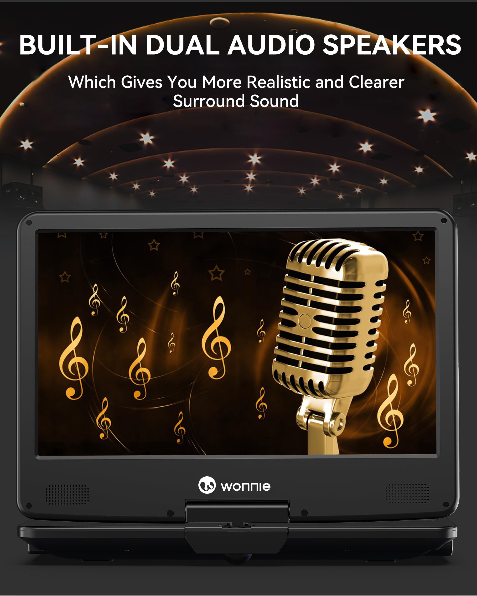 Wonnie 16.9 Portable Blu Ray Dvd Player With 14.1 1080P Hd Swivel Screen, 4-Hour Rechargeable Battery, Supports Hdmi Output, Sur