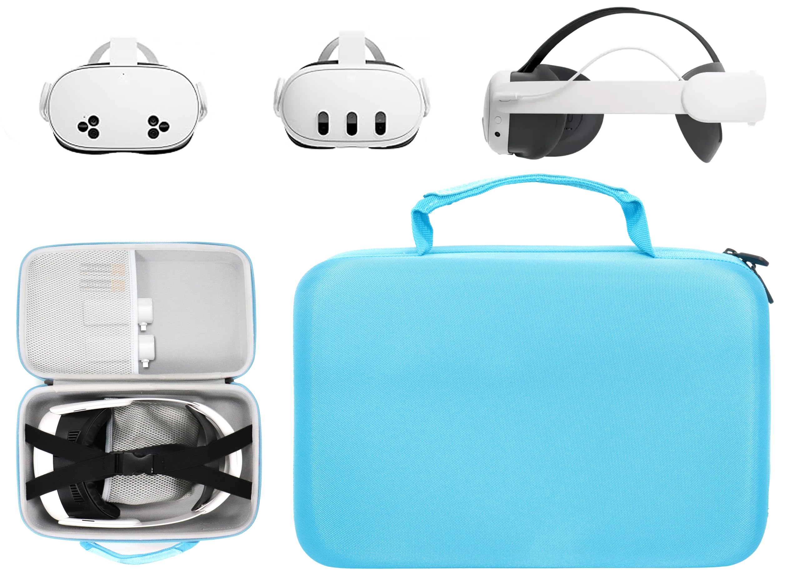 CaseSack Case compatible with Meta Quest 3s, 3, 2, Organizing travel case for VR Headset, controller and accessories (Blue)