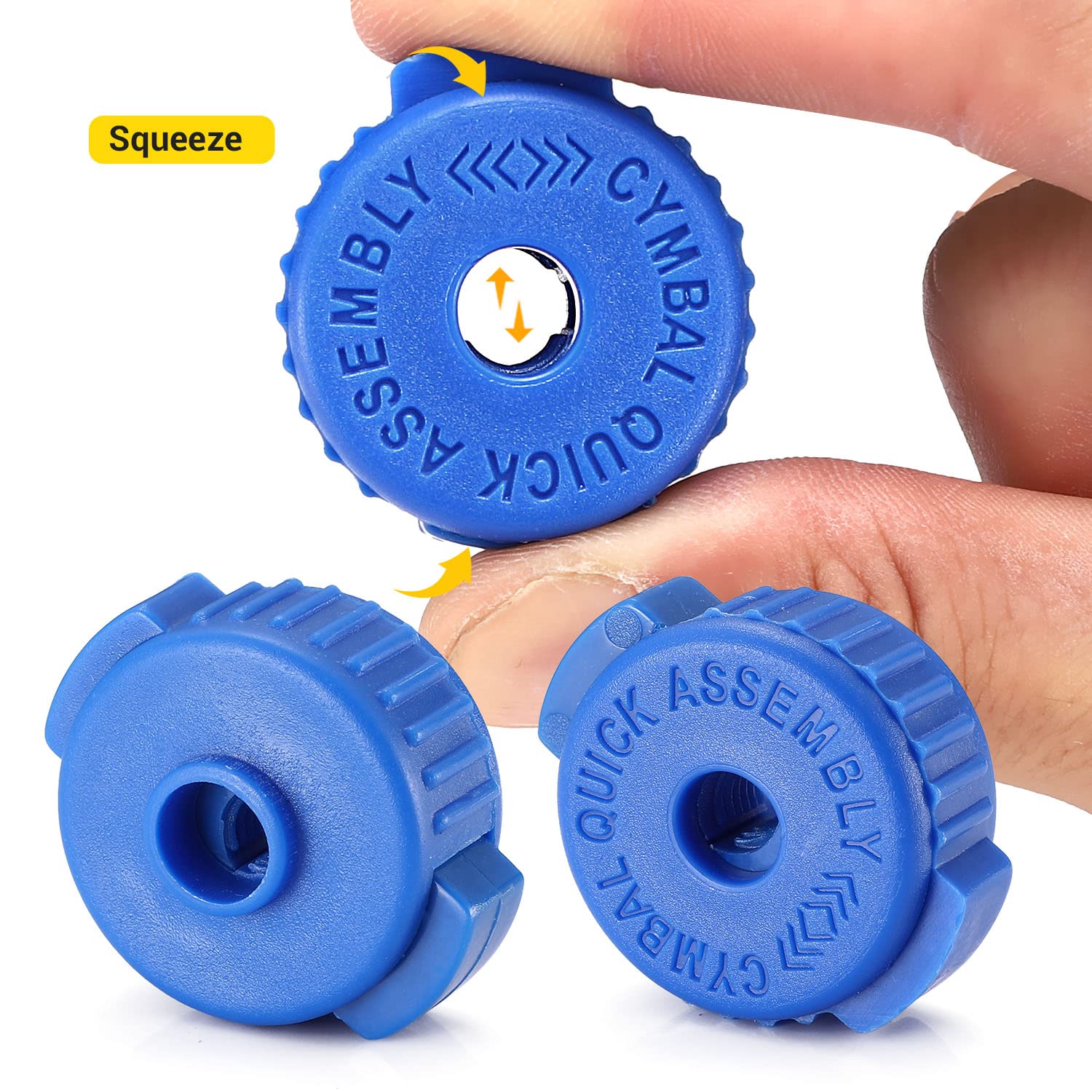 Facmogu 6Pcs Blue Placstic Cymbal Mates, Quick Fit Cymbals Nut Suitable For 8Mm Threaded Cymbal Stands, Quick Release Clamp Nut For Cymbal Jazz Drum Parts Accessories