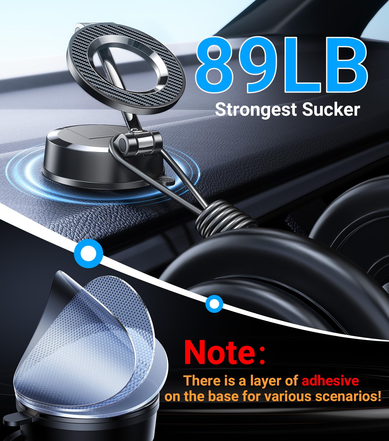 Carmount For Magsafe Car Mount?Powerful Suction?Nano Gel Adhesive Magnetic Phone Holder For Car Dash?Strongest Magnetic? Magsafe
