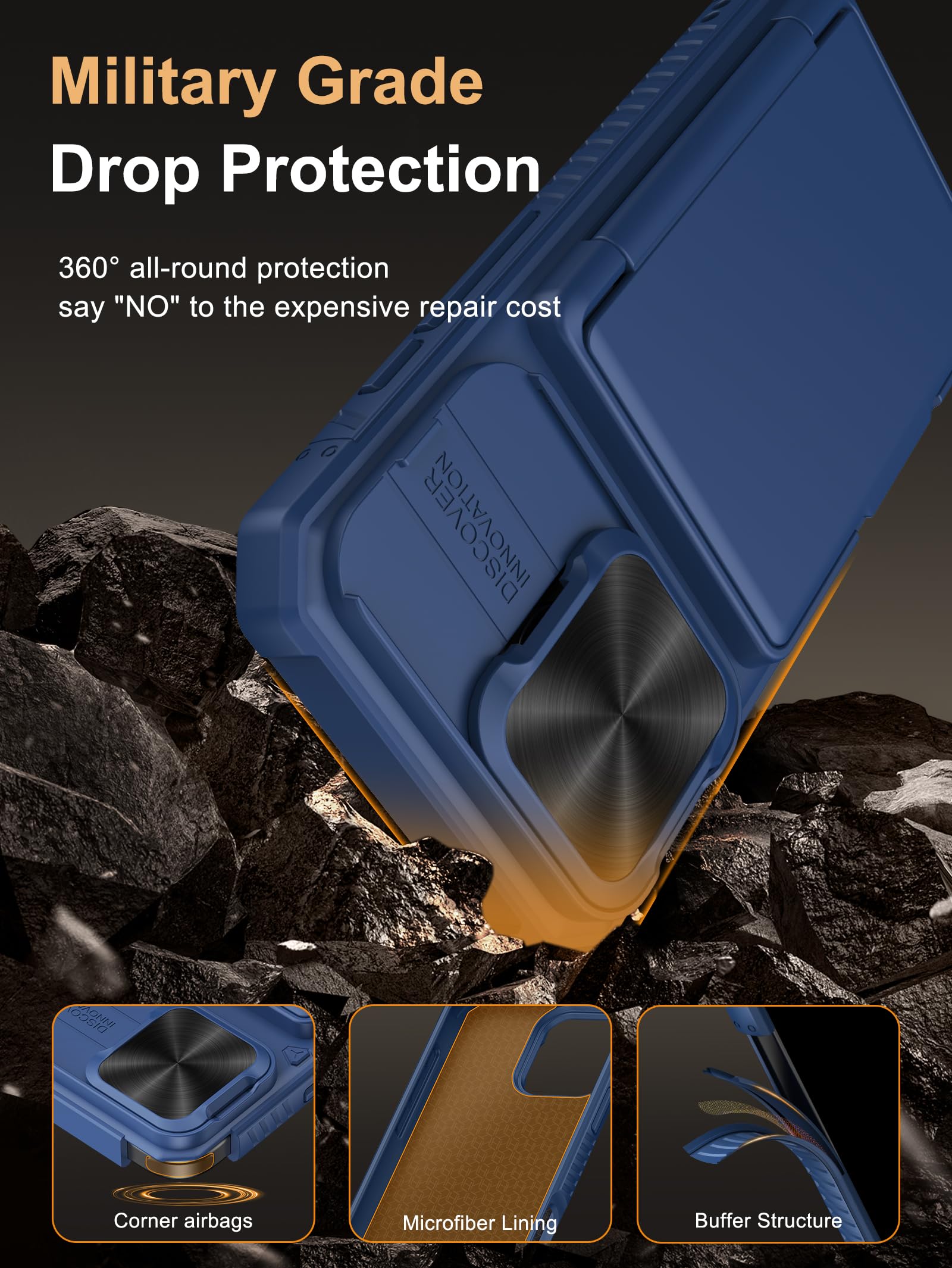 Vihibii For Iphone 16 Pro Wallet Case With Card Holder (4 Cards) [Rfid Blocking] & Slide Camera Cover & Raised Edges Protect Scr