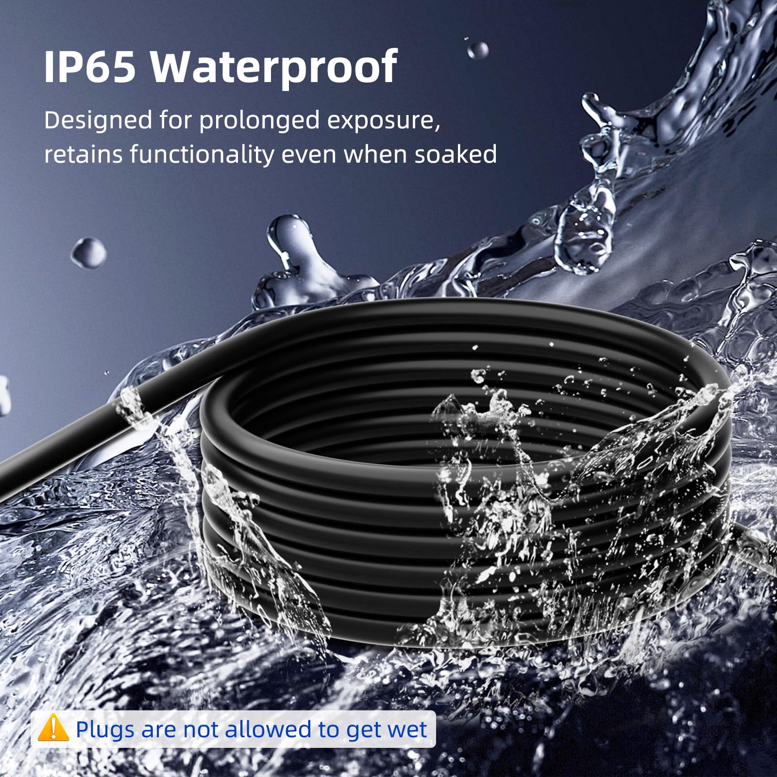 Islewire 10 Ft 3 Outlet Outdoor Extension Cord Waterproof, 16/3 Sjtw Black Extension Cord With Multiple Outlets, Heavy Duty 16 G