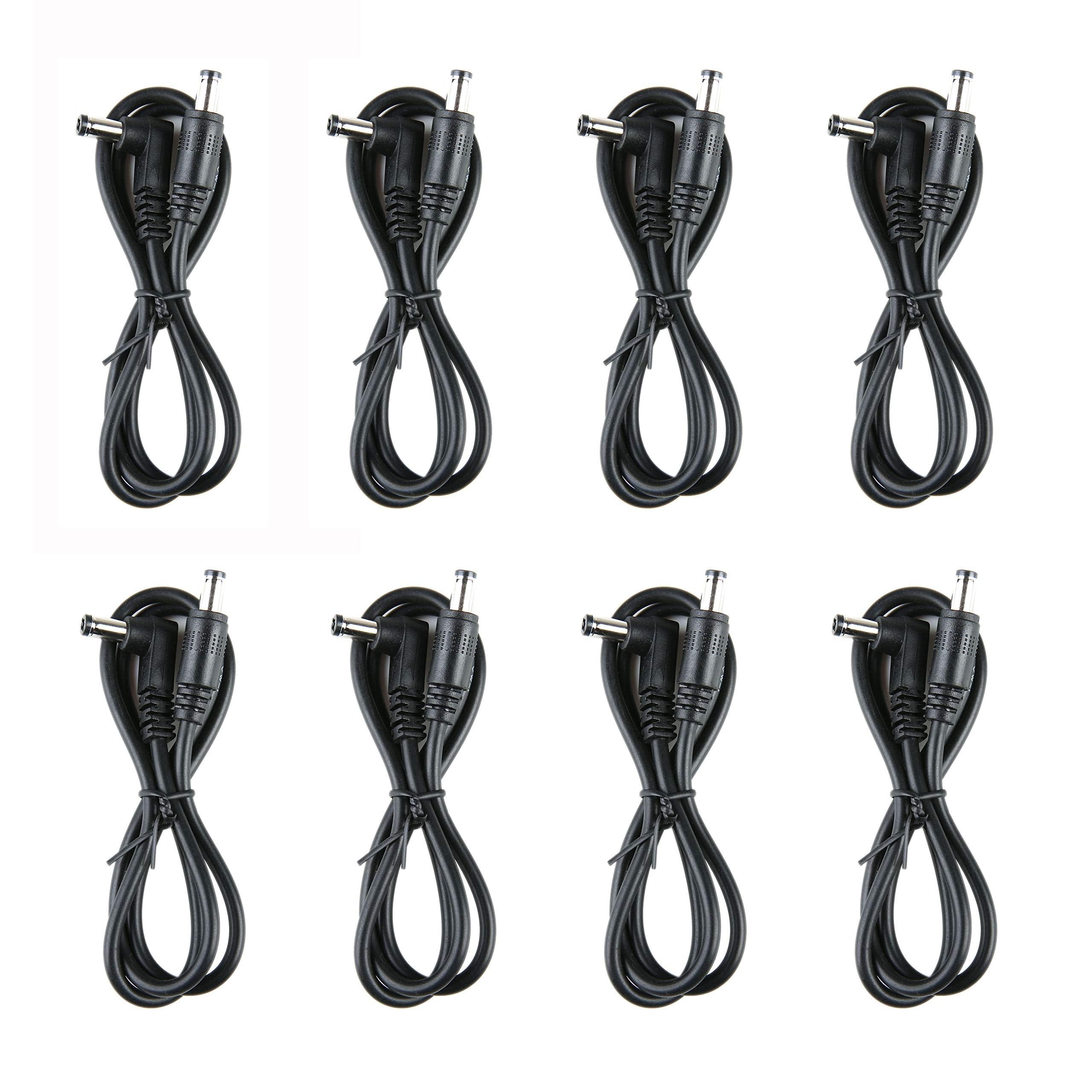 8 Pack Guitar Effect Pedal Dc Cable 5.5Mm X 2.1Mm Power Lead Cord, 60Cm Male To Male