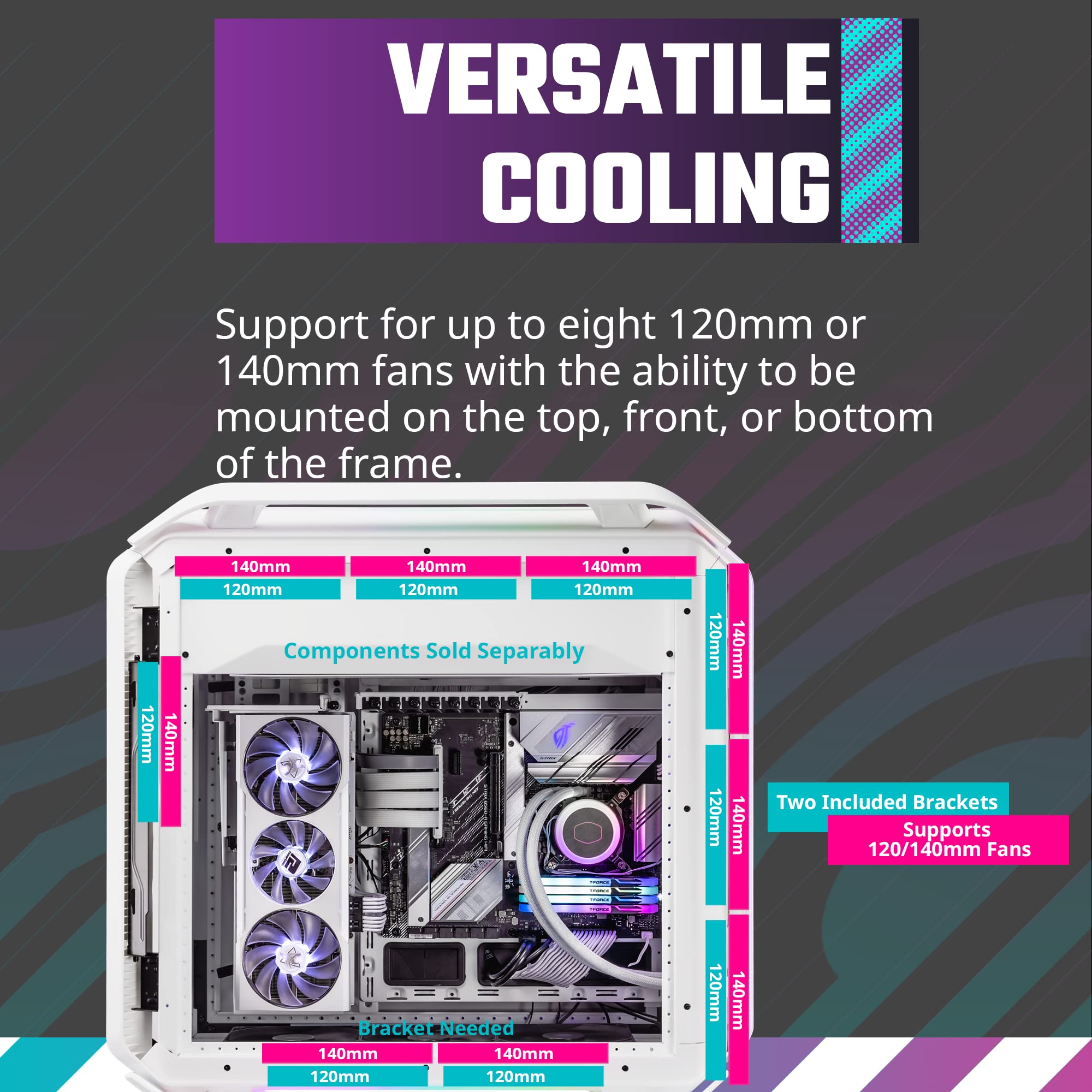 Cooler Master Cosmos C700M White E-Atx Full-Tower, Curved Tempered Glass Panel, Iser Cable Pcie 4.0, Flexible Interior, Diverse