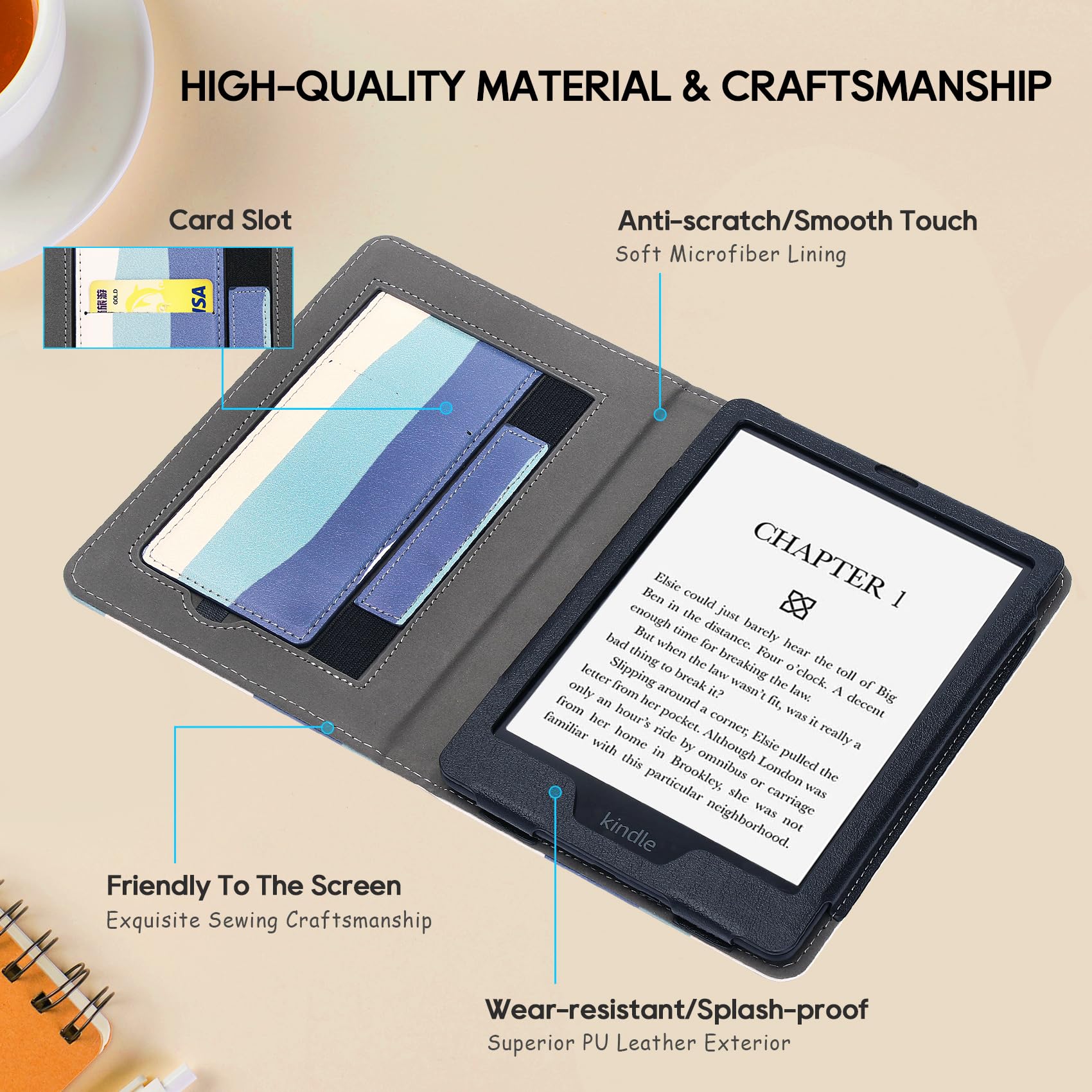 Scsvpn Stand Case For Kindle Paperwhite 11Th Generation 2021 Release & Kindle Paperwhite Signature Edition 6.8 Inch, Slim Pu Lea