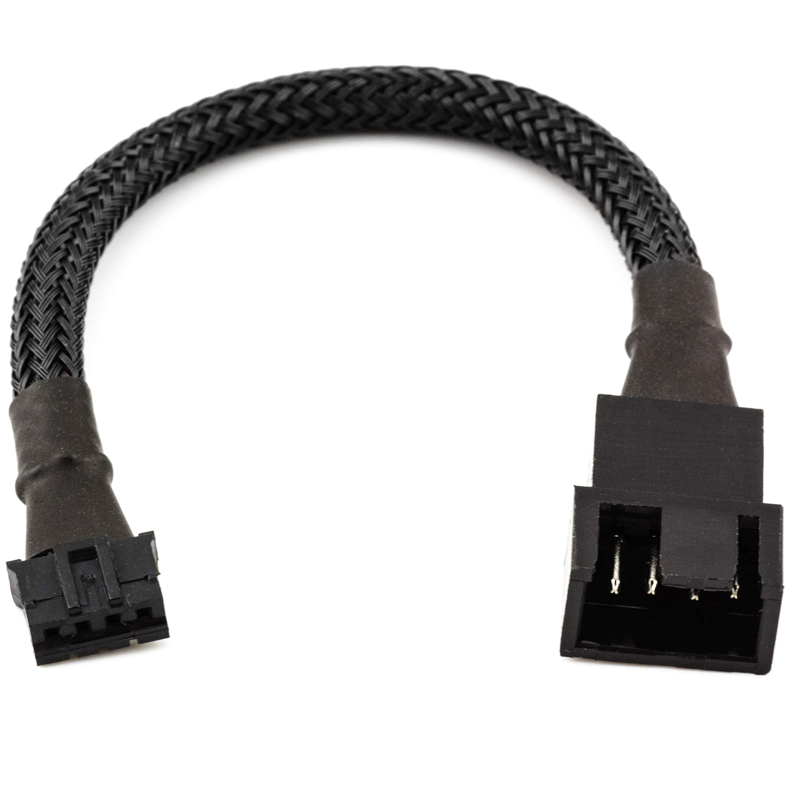 CRJ Micro 4-Pin GPU Fan Adapter Cable - 6-inch (15cm), Black Sleeved - Micro PH (2.0mm) 4-Pin PWM Graphics Card Fan Adapter Cabl