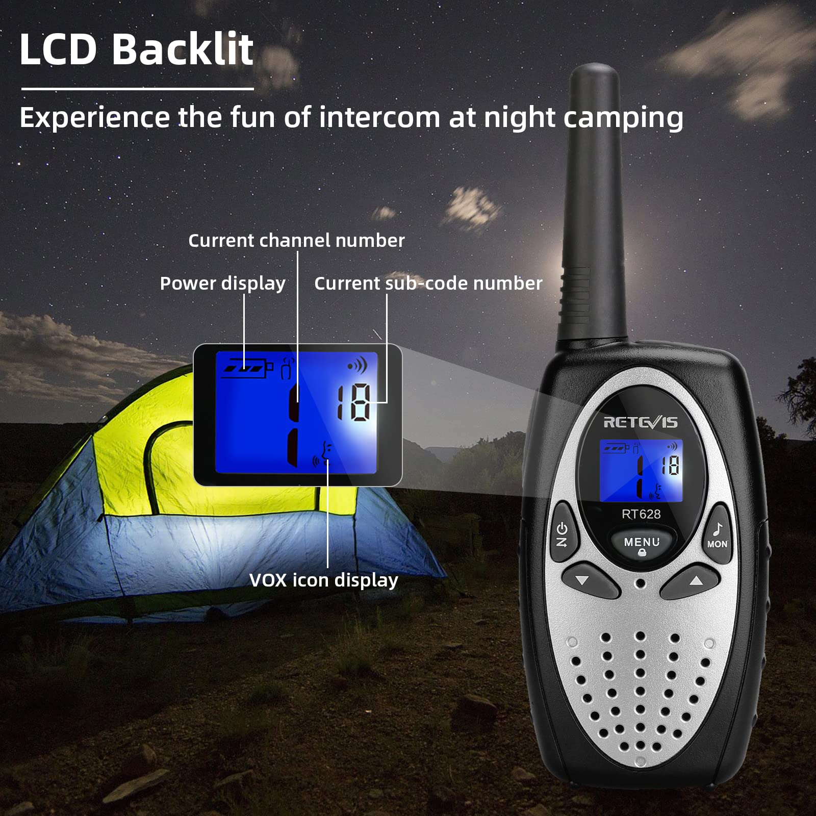 Retevis Rt628 Walkie Talkies For Kids 4 Pack,Toys Gifts For 6 12 Year Old Boys Girls,2 Way Radio With 22 Channels Lcd Backlit,Lo