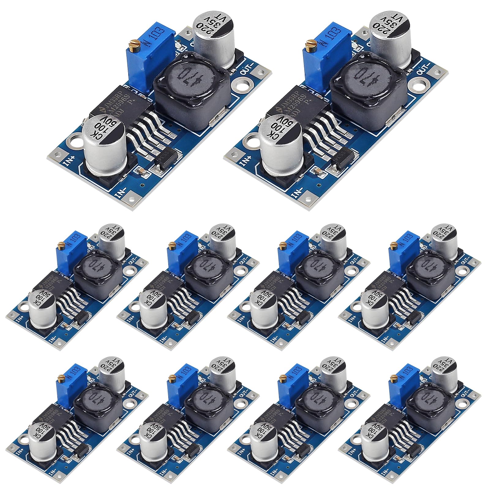 Aitrip 10 Pack Lm2596 Dc To Dc Buck Converter 3.0 40V To 1.5 35V Power Supply Step Down Module