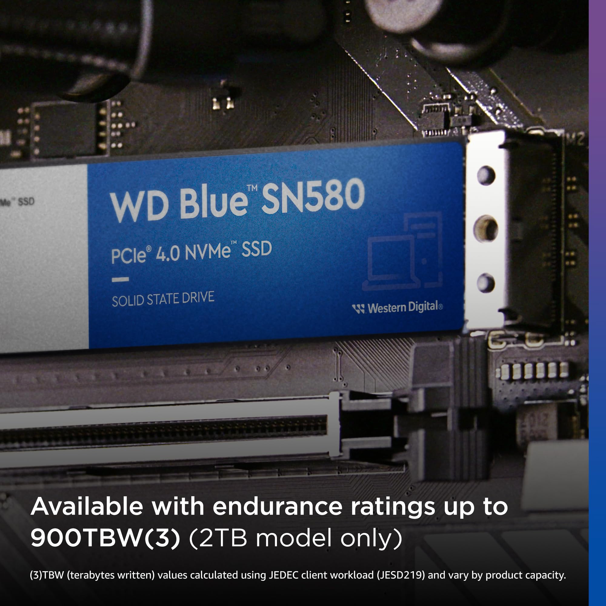 Western Digital 250Gb Wd Blue Sn580 Nvme Internal Solid State Drive Ssd - Gen4 X4 Pcie 16Gb/S, M.2 2280, Up To 4,000 Mb/S - Wds2