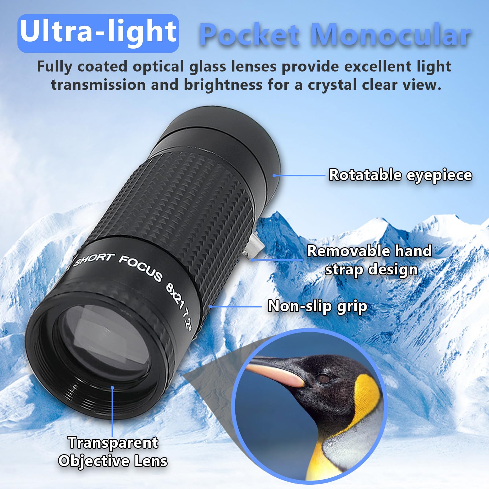 Extra Short Focus Reading Monocular,8X21Mm Short Distance/Close Focus Monocular,Monocular Telescope,High Definition Ultra Light
