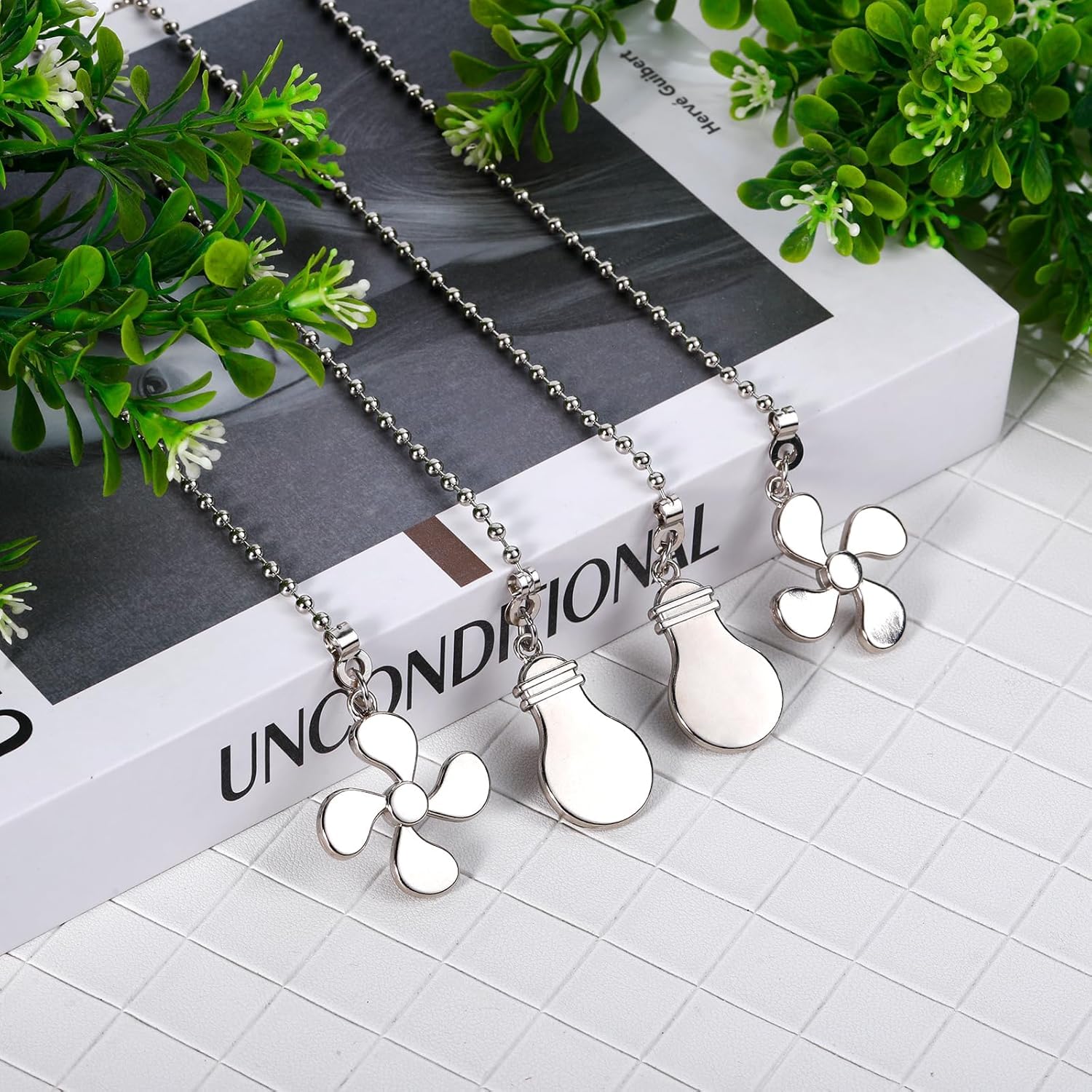 Sur Ciel 2Pcs Ceiling Fan Pull Chain, Fan Pull Chain Extension, Ceiling Fan Pull Chain Ornaments, Light Pull Chain Extension Wit