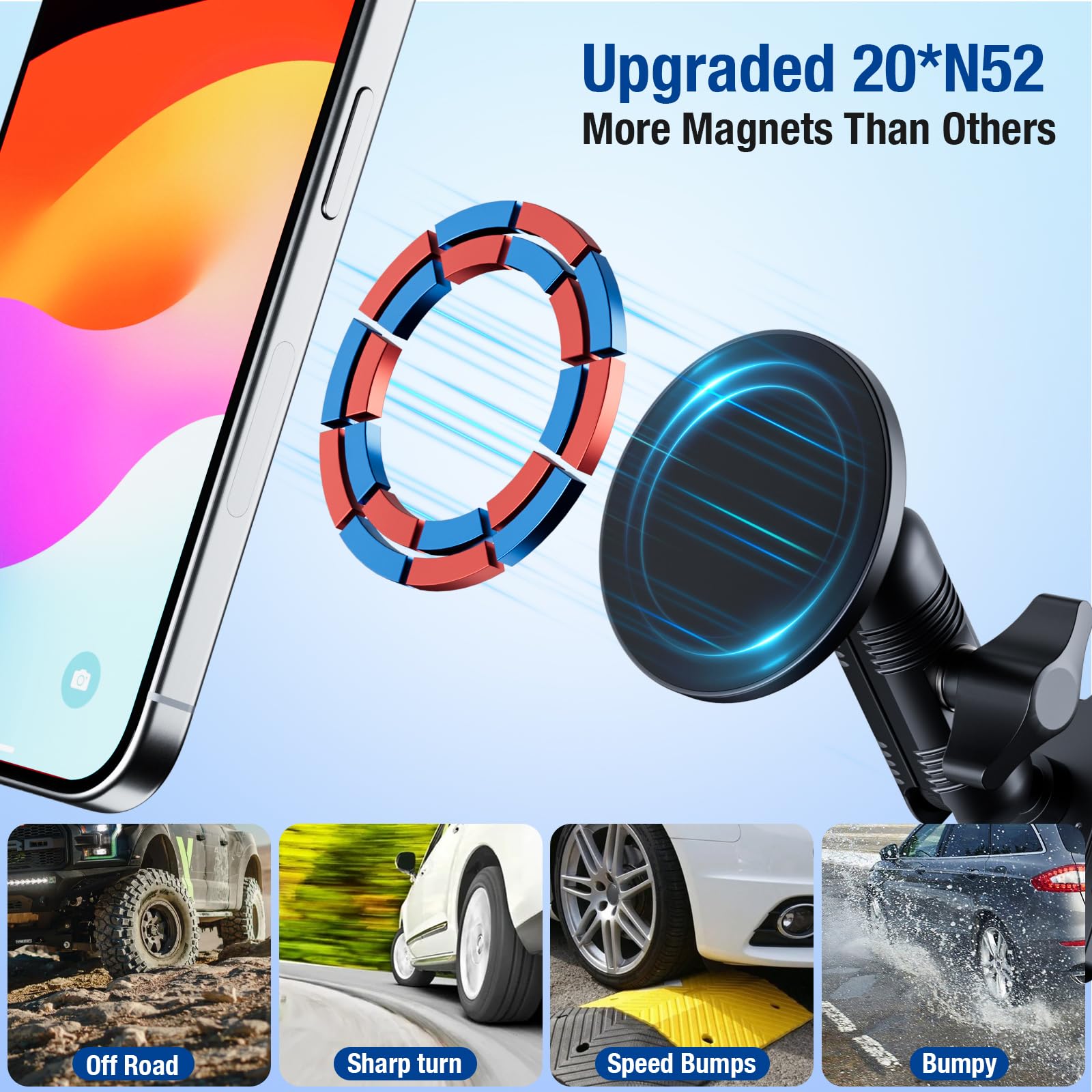 Surfcabin Cnc Vent Phone Holder, Magnetic Air Vent Phone Holder Cradles Mount Compatible With F150 2015-2020 & Super Duty F250 F
