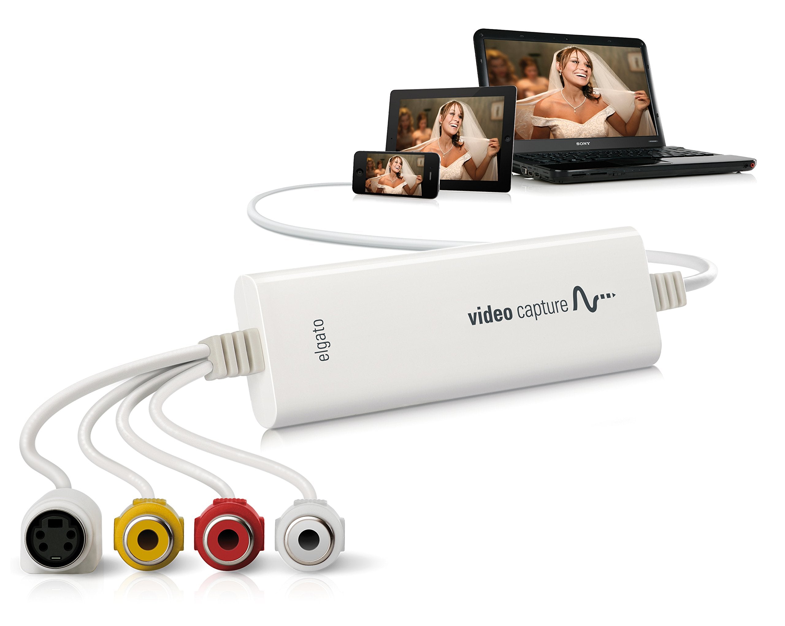 Elgato Video Capture Card - USB 2.0, Convert Analog to Digital, VHS to DVD Adapter for Mac, Windows, iPad - Easy to Use, White