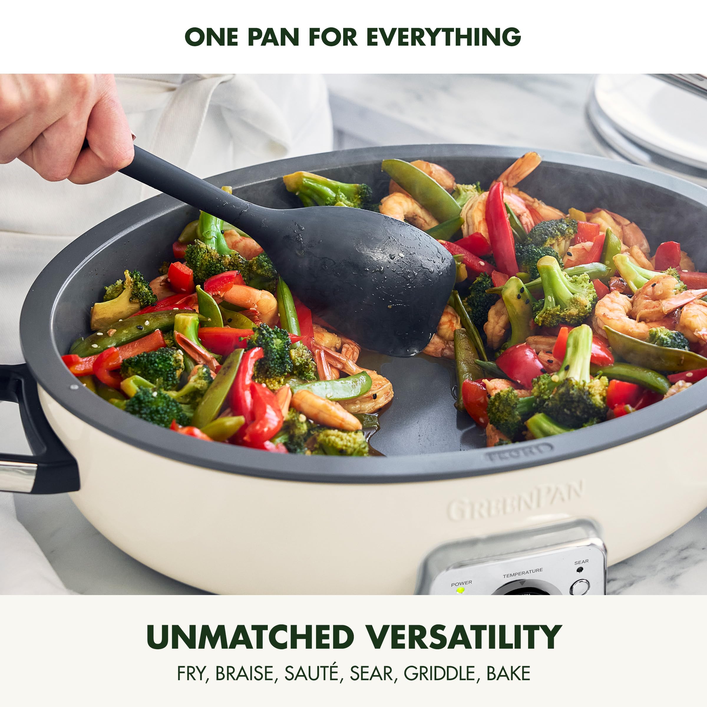 Greenpan Elite 5.5Qt Electric Oval Skillet, Pfas Free Ceramic Nonstick, 1800 Watt, Dishwasher Safe Lid & Removable Crock, Adjust