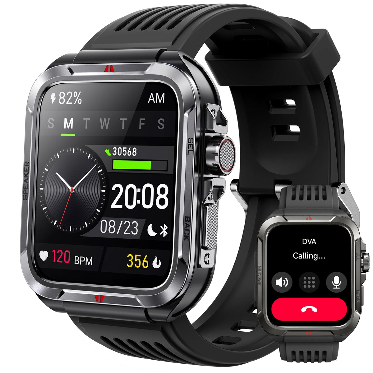 Keeponfit Smart Watch For Men, Answer/Make Bluetooth Calls, Metal Frame 1.8'' Alexa Built-In Fitness Tracker With Ip68/100 Sport