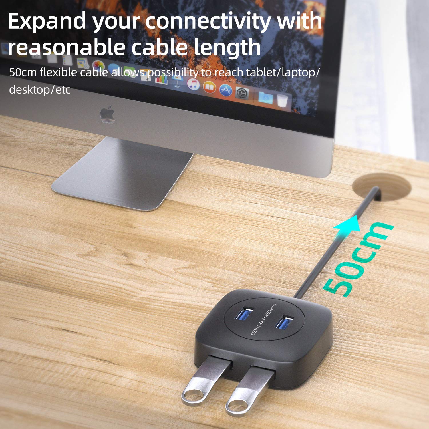 Usb C To Usb Hub, Snanshi Usb C To Usb Hub 4 Ports Usb Type C To Usb 3.0 Hub Adapter With 1.5 Ft Extended Cable Usb C To Usb Ada