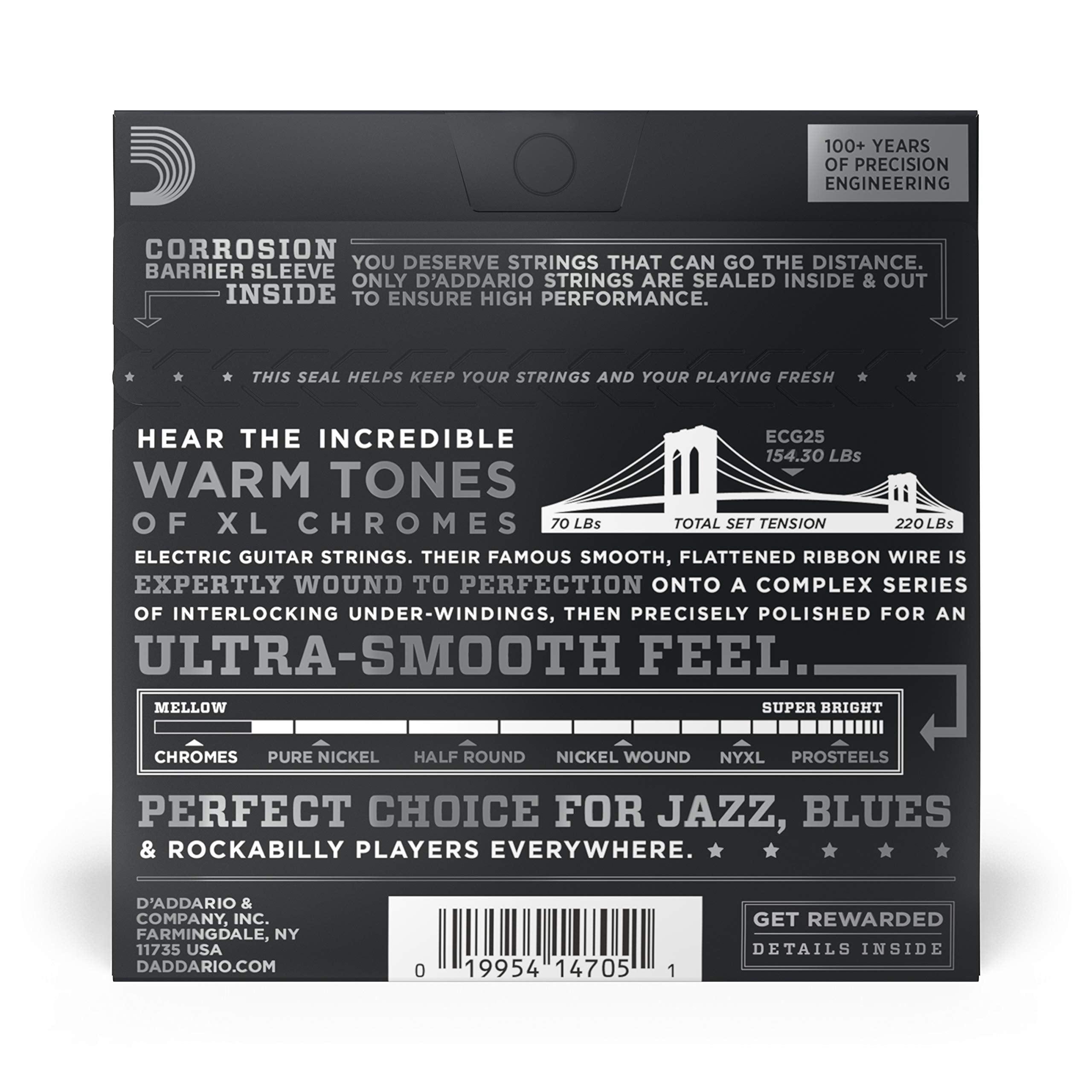 D'Addario, 4 Xl Chromes Electric Guitar Strings, Light, 12 52 (Ecg25)