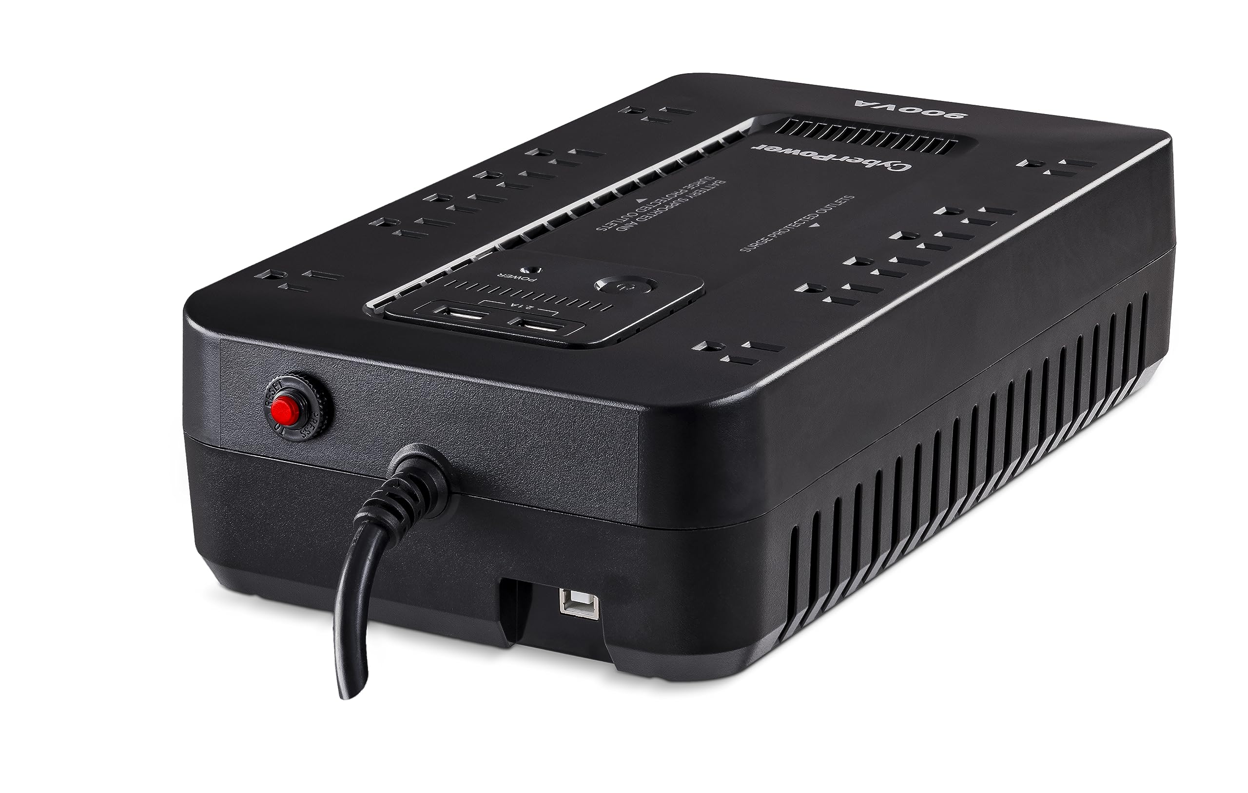 Cyberpower St900U Standby Ups System, 900Va/500W, 12 Outlets, 2 Usb Charging Ports, Compact