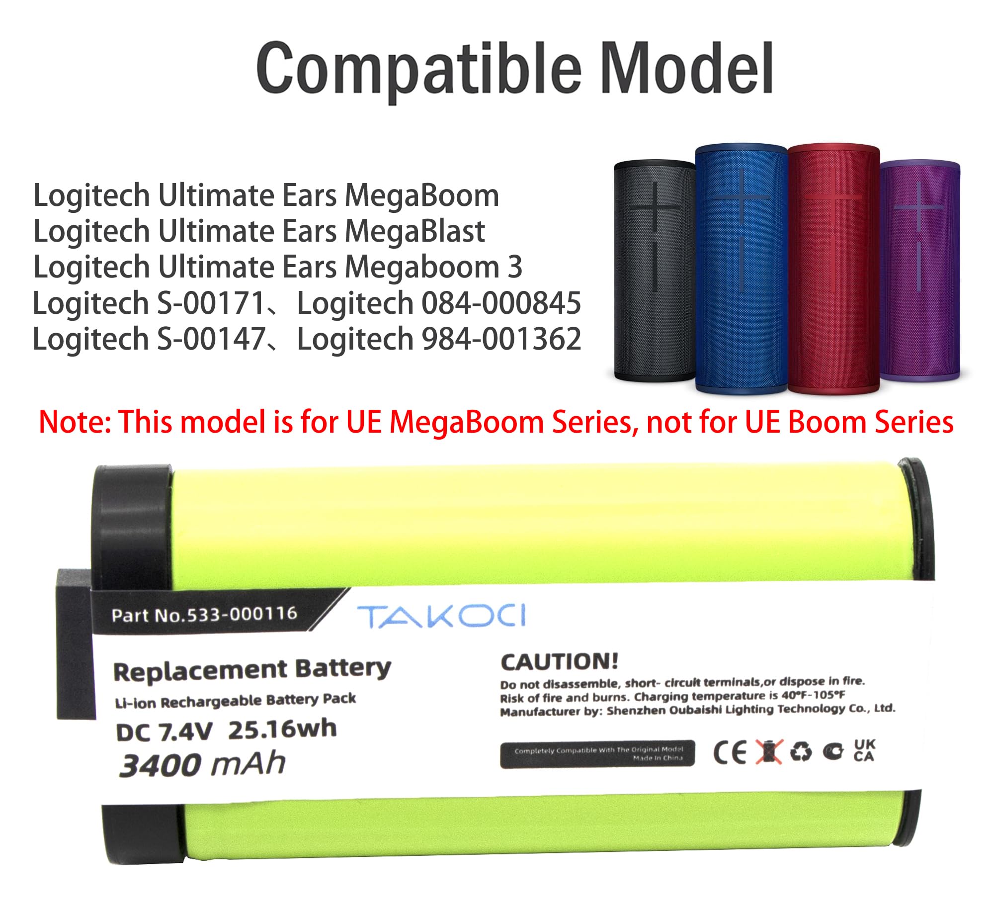 Gikysuiz Replacement Battery For Logitech Ue Megaboom Series Wireless Bluetooth Speaker Fits Part Number 533 000116 533 000146 7