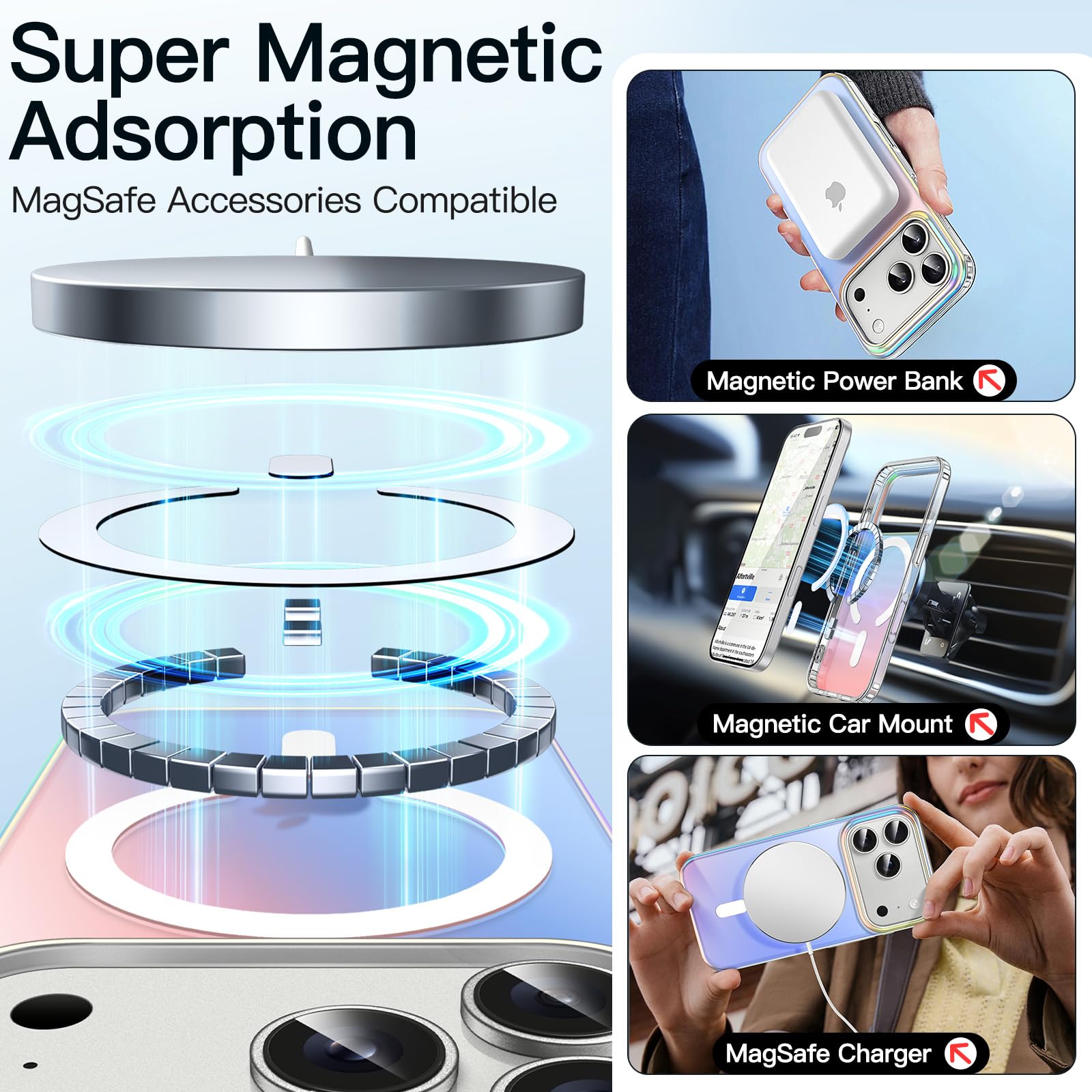 JETech Iridescent iPhone 17 Pro Case, Shockproof TPU, MagSafe Compatible, 6.3-Inch, Unique Aesthetic Design