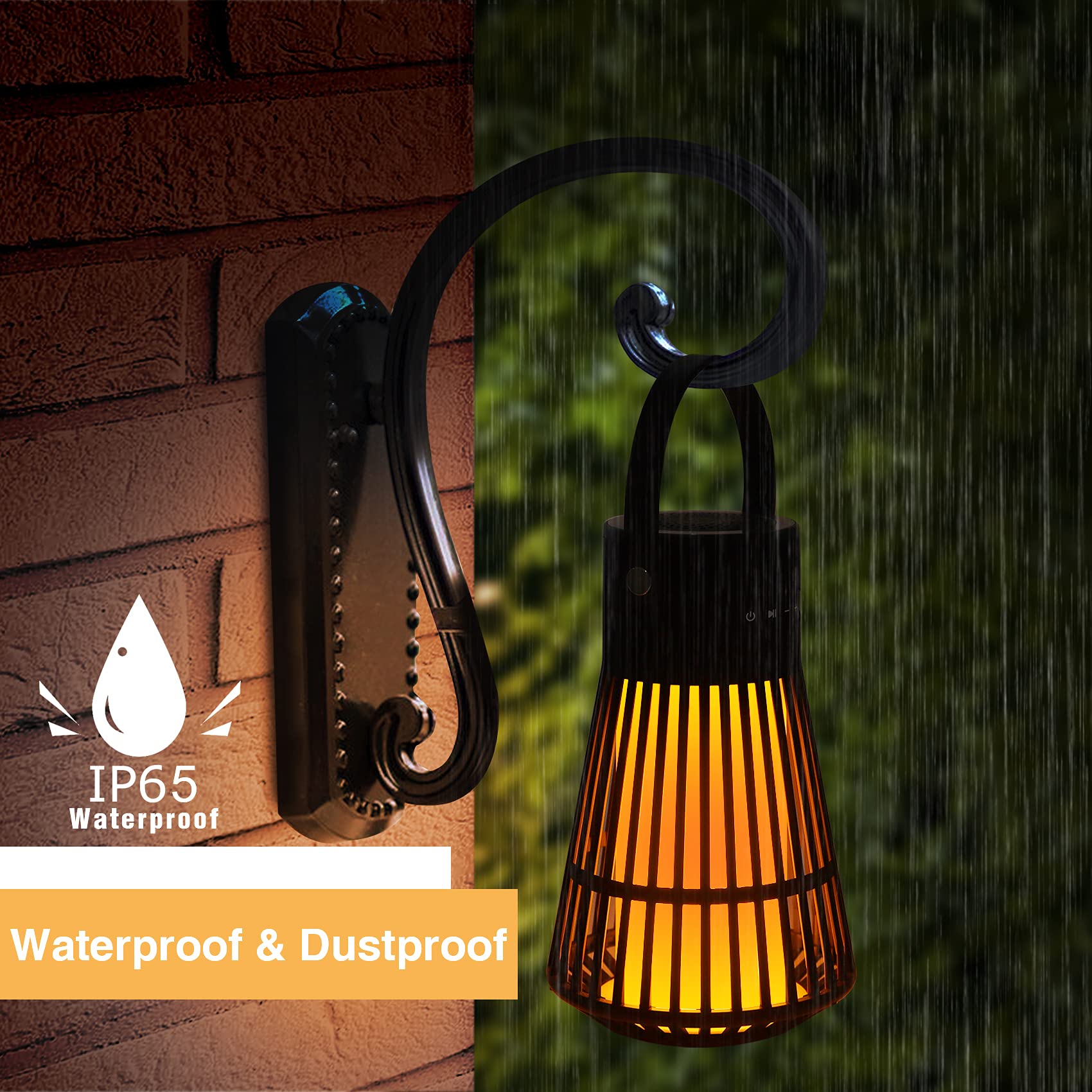 Outdoor Bluetooth Speaker With Flame Atmosphere, Led Waterproof Wireless Torch Speaker, Stereo Sound, Cool Gadgets For Camping, Yard, Party, Home, Decorations, Electronics Gifts For Men, Women, Dad