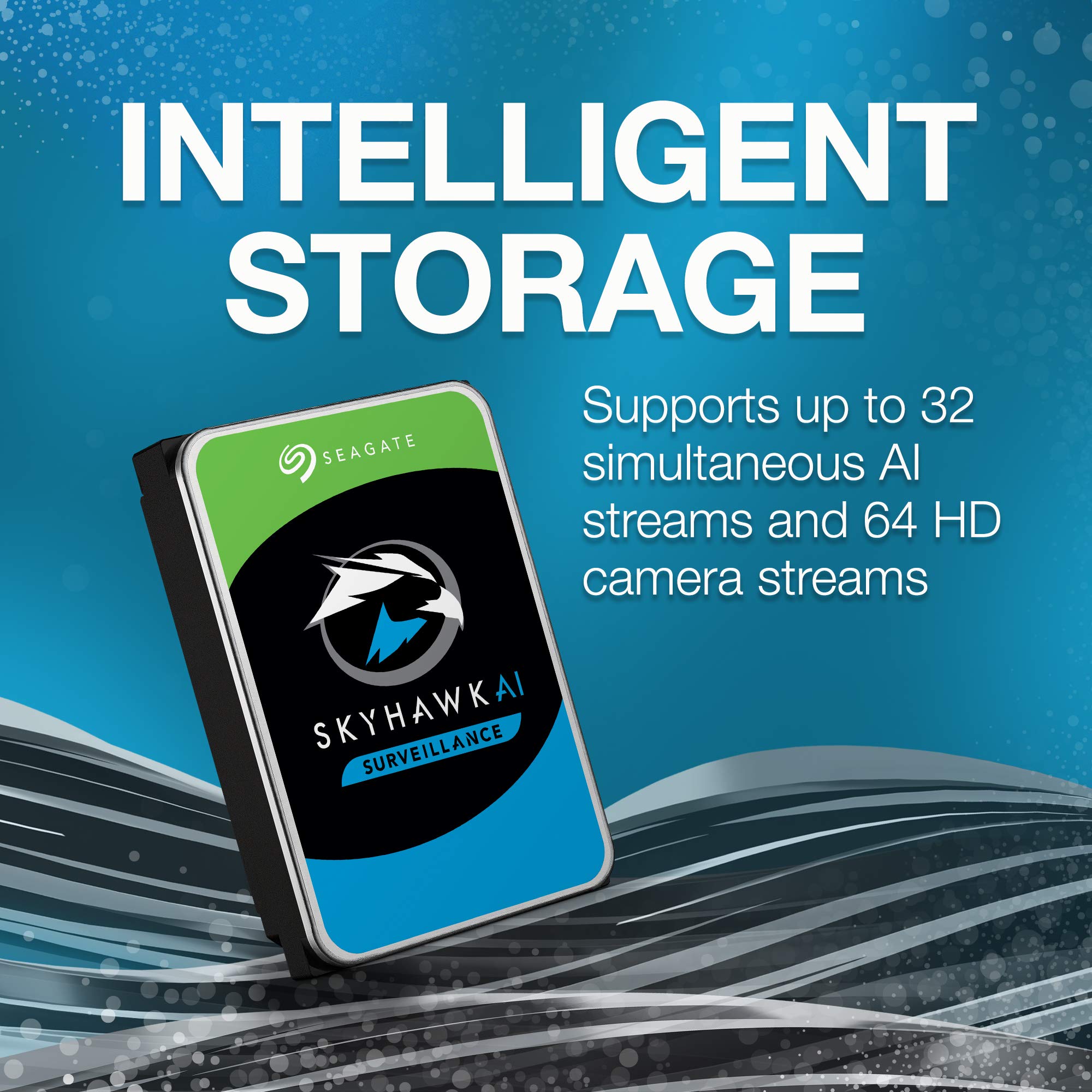 Seagate Skyhawk AI 10TB Video Internal Hard Drive HDD � 3.5 Inch SATA 6Gb/s 256MB Cache for DVR NVR Security Camera System with Drive Health Management and in house Rescue Services (ST10000VEZ008)