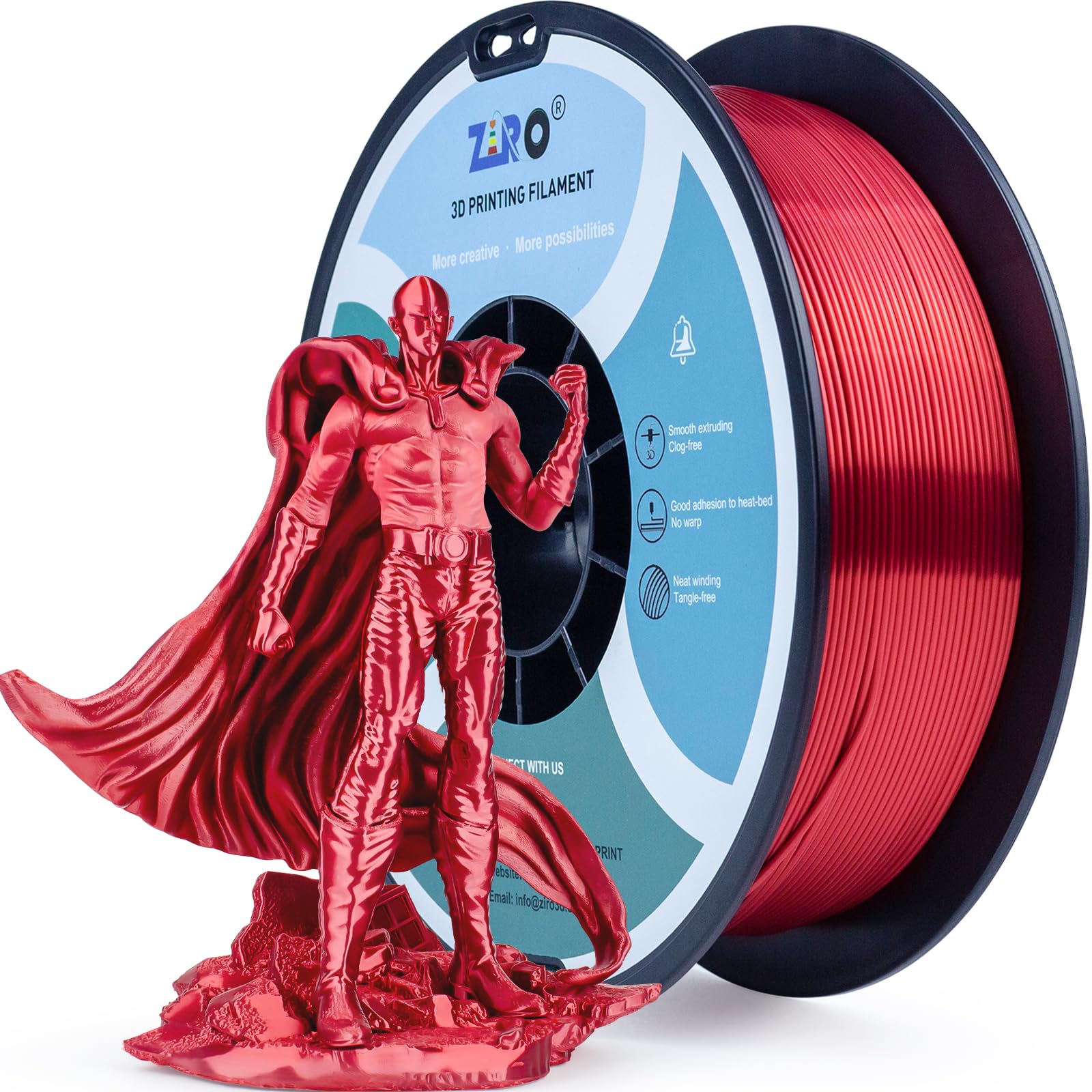 Ziro Pla Filament 1.75Mm, Shining Red 3D Printer Filament Silky, Silk 3D Printing Filament, Dimensional Accuracy +/  0.03Mm, Fit