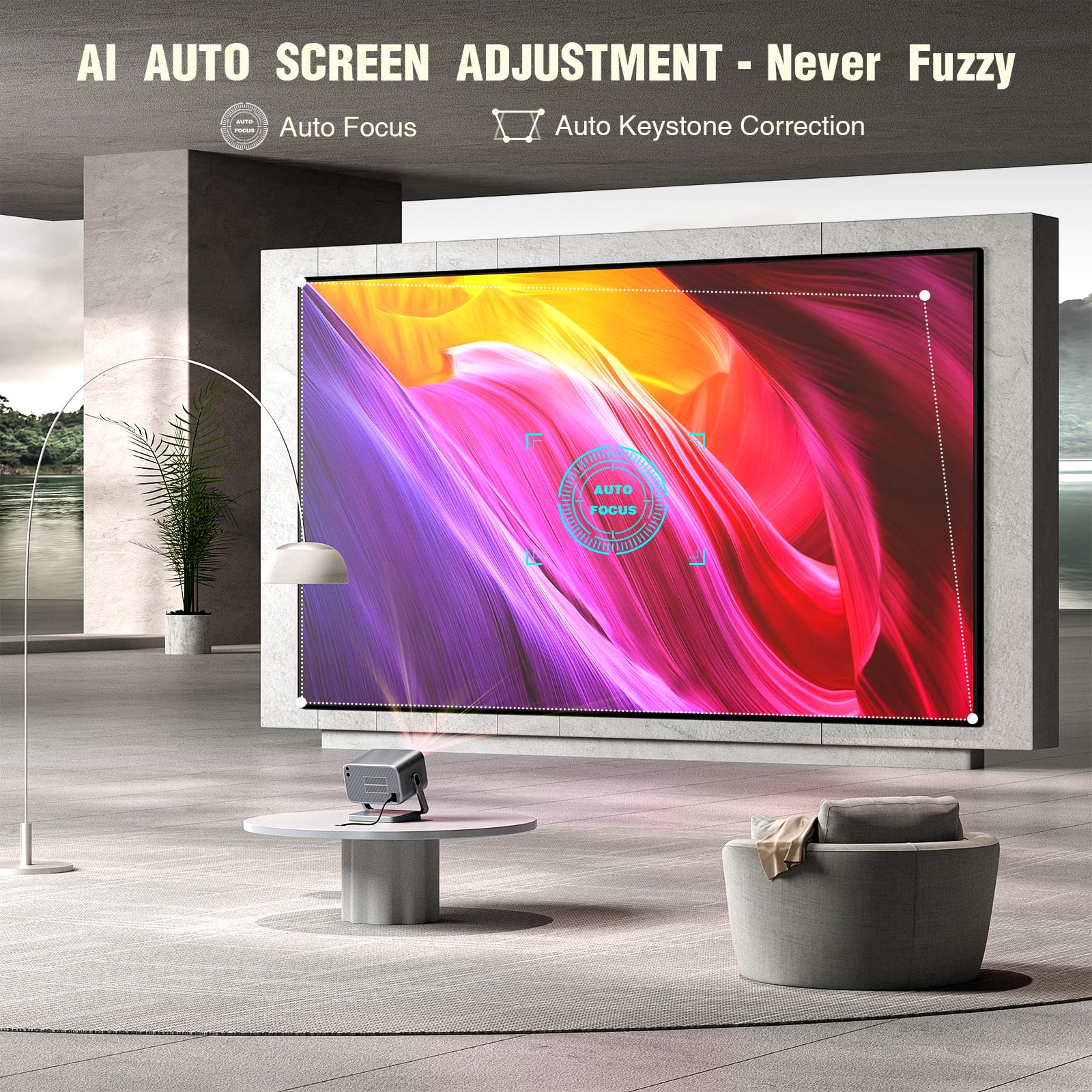 [Netflix Officially & Ai Auto Focus]Voplls 4K Projector With Wifi And Bluetooth, 3D Stereo Sound & Auto Keystone Video Projector