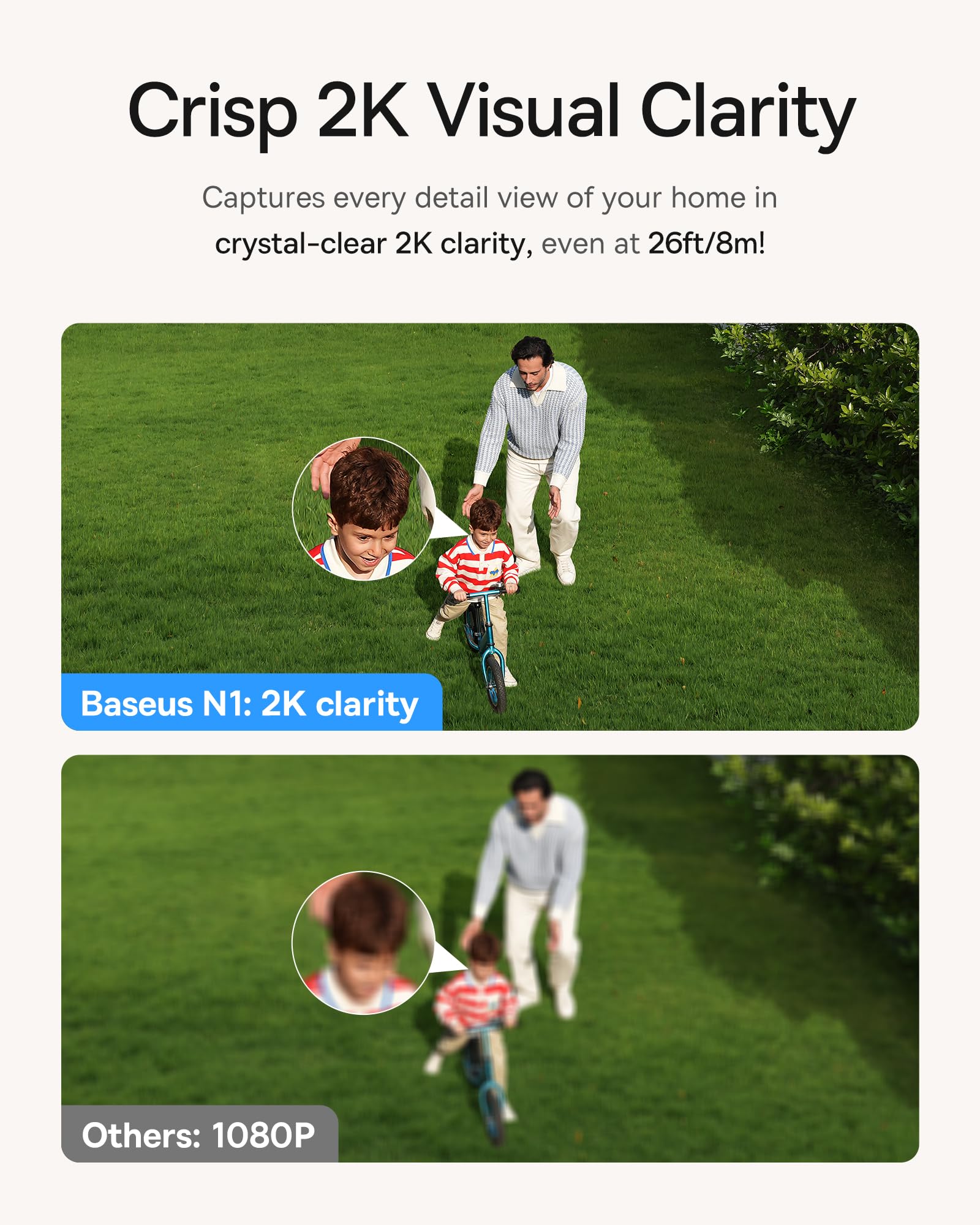 Baseus Wireless Cameras For Home Security, N1 2 Cam Kit With True 2K Clarity, No Monthly Fee, 16Tb Expandable Local Storage, 210 Day Battery Life, Spotlight & Alarm, Works With Alexa And Google Home