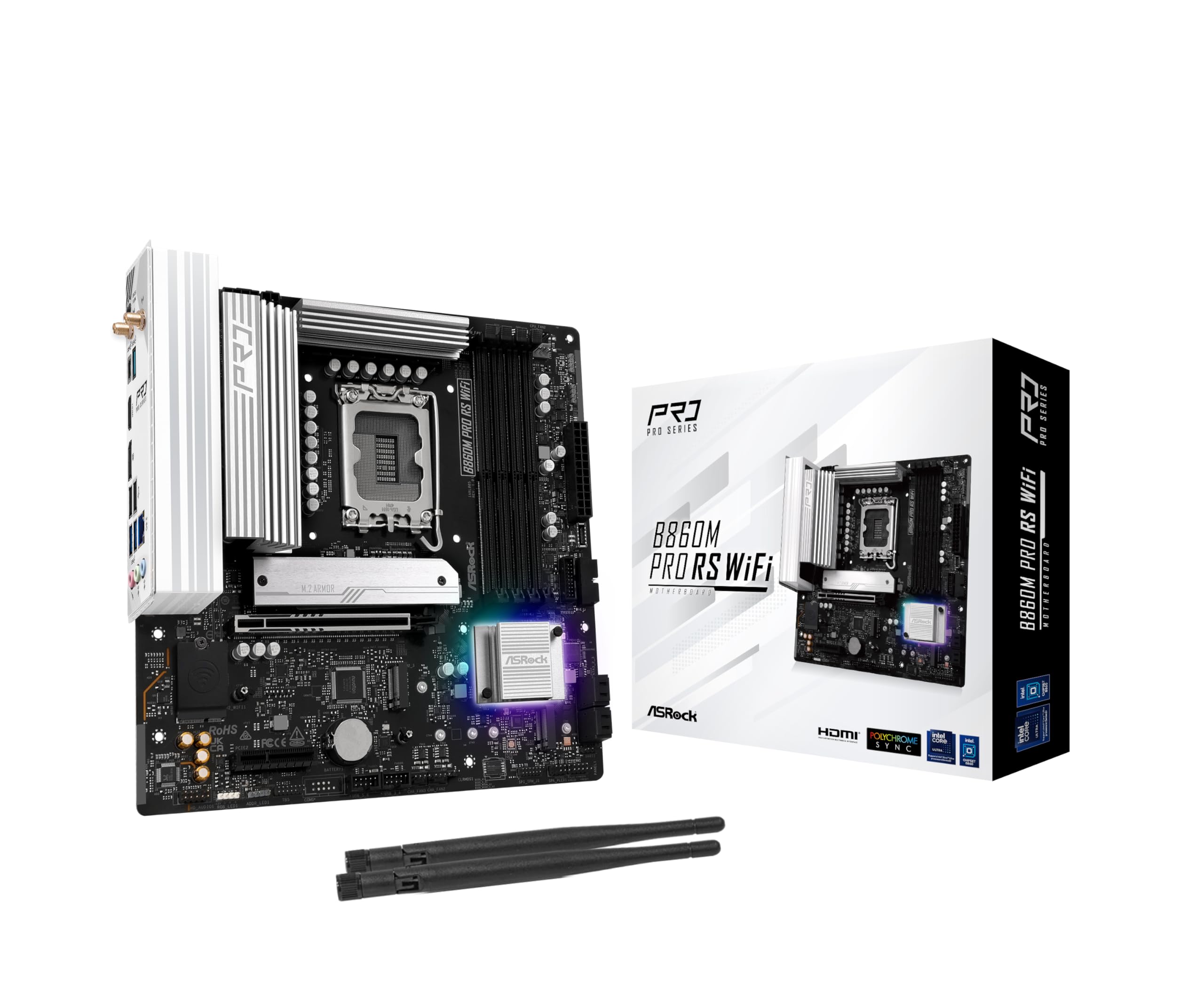 ASRock MB B860M Pro RS WiFi B860 LGA1851 Max256GB DDR5 Micro ATX Retail