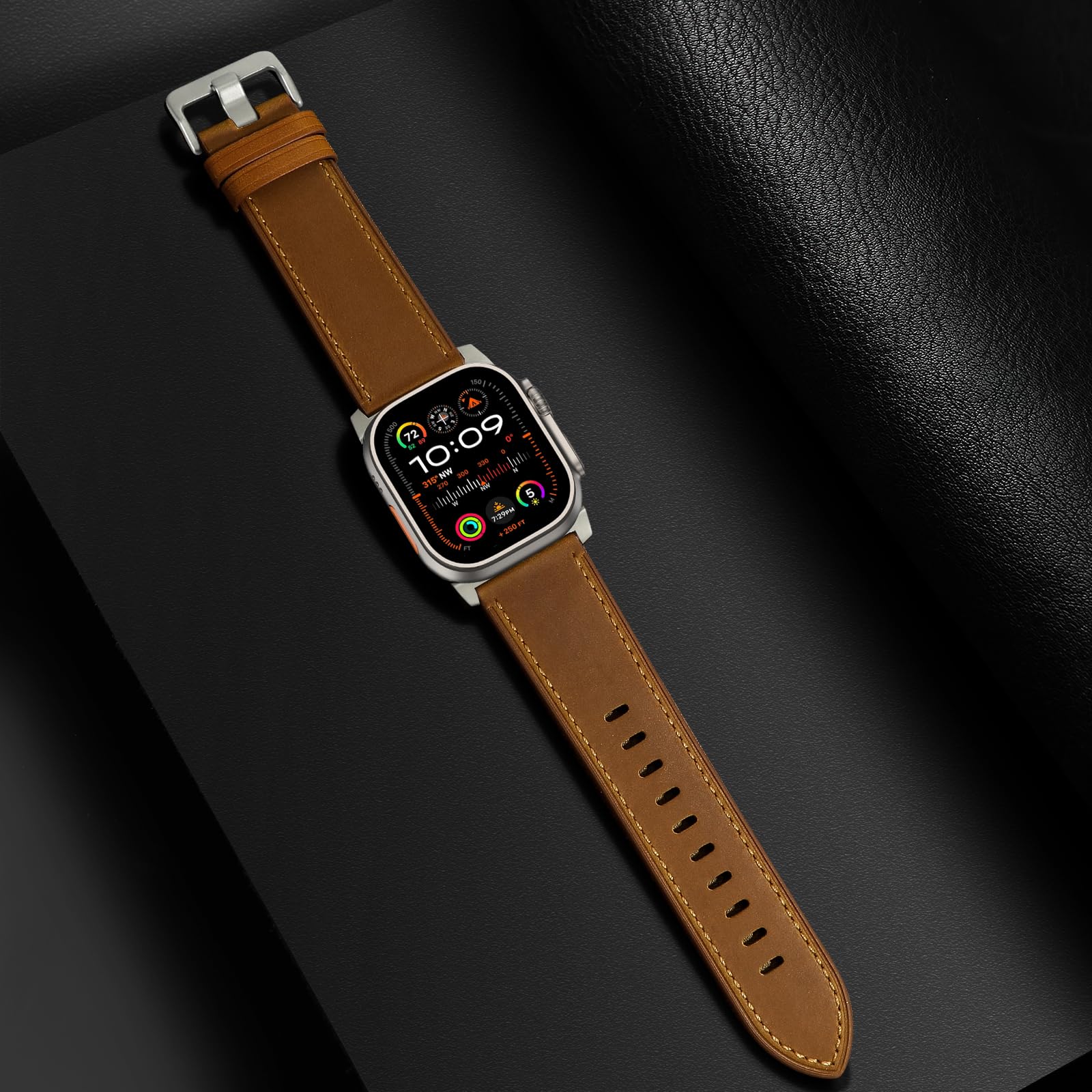 Uupwpokt Compatible With Apple Watch Band 42Mm 41Mm 40Mm 38Mm Women Men, Top Grain Genuine Leather Band Strap For Iwatch Series