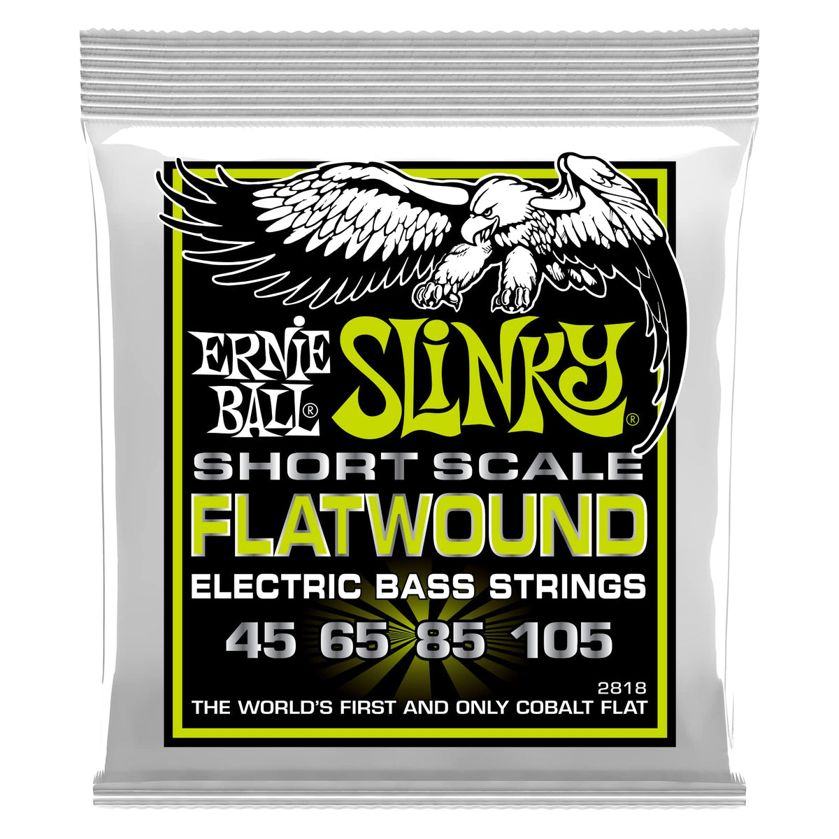 Ernie Ball Regular Slinky Flatwound Short Scale Electric Bass Strings 45 105 Gauge (P02818)