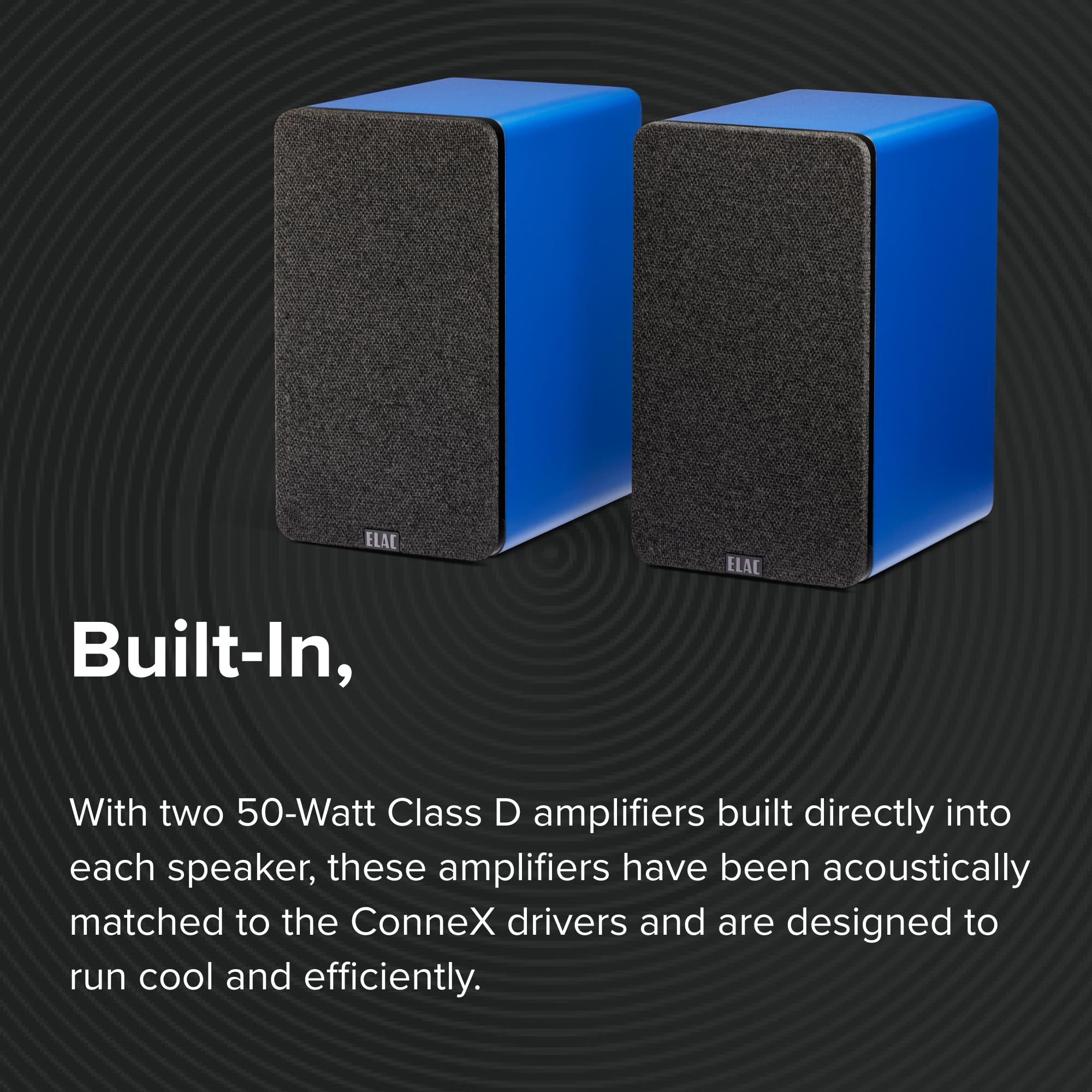 Elac Debut Connex 4-1/2 Powered Bookshelf Speakers With Hdmi Arc, Pair Of Bookshelf Speakers For Home Entertainment System, Blue